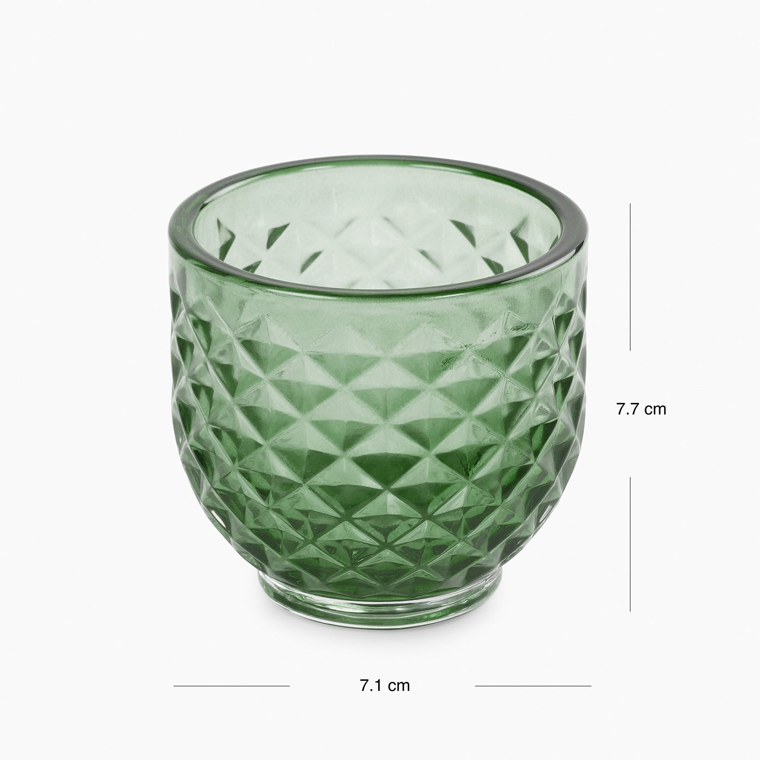 Set of 4 Dark Green Diamond Cut Tealight Holders