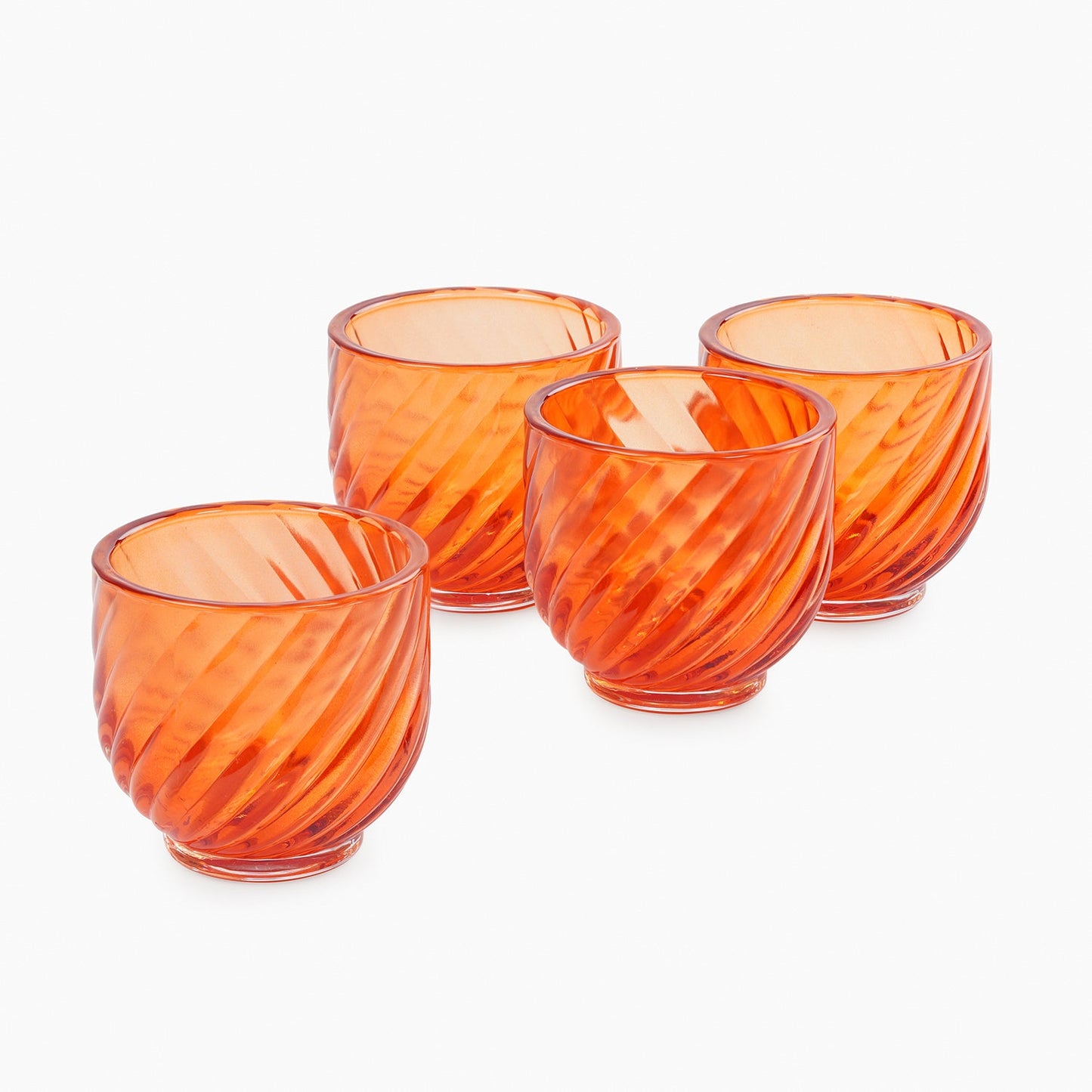 Set of 4 Orange Swirl Cut Tealight Holders
