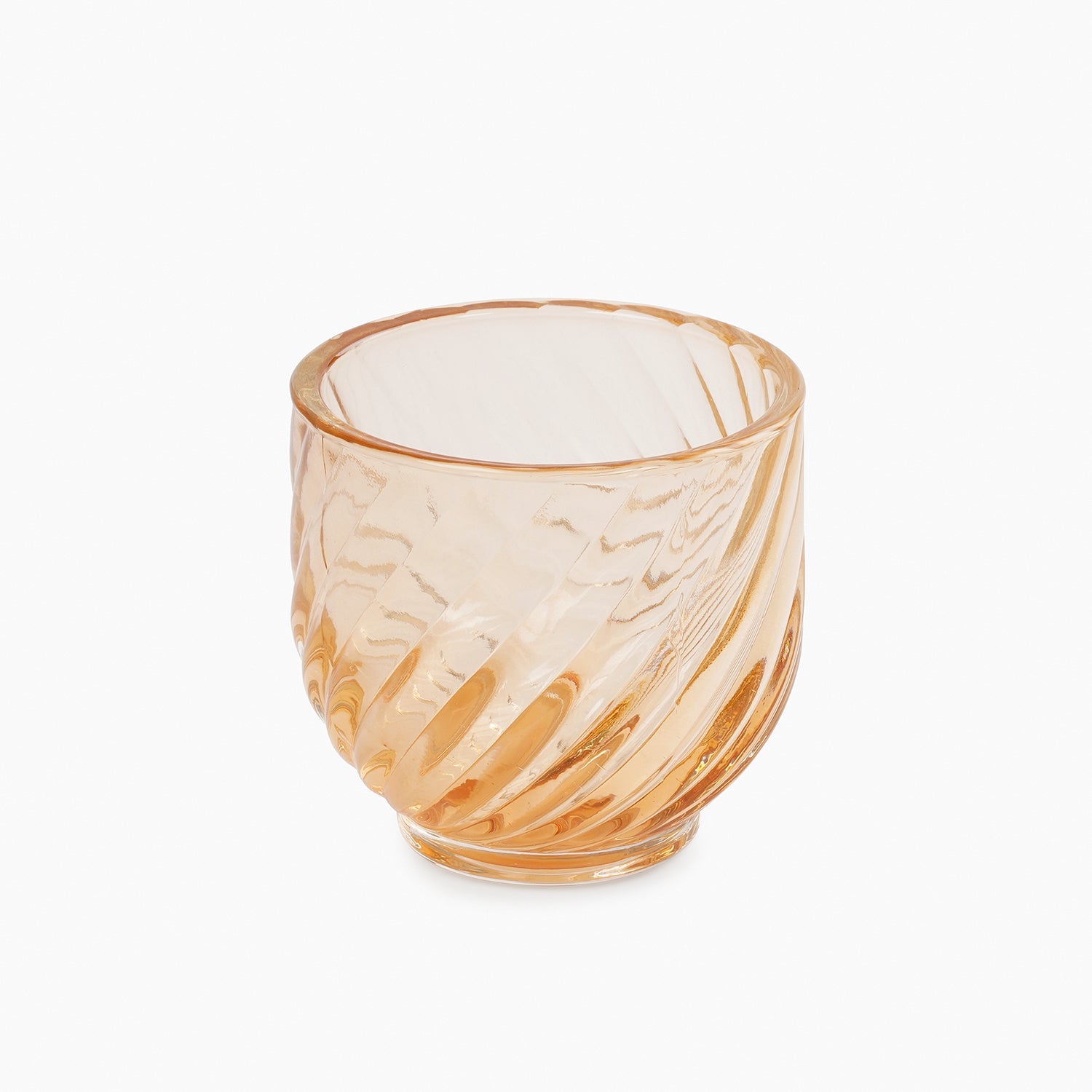 Set of 4 Light Amber Swirl Cut Tealight Holders
