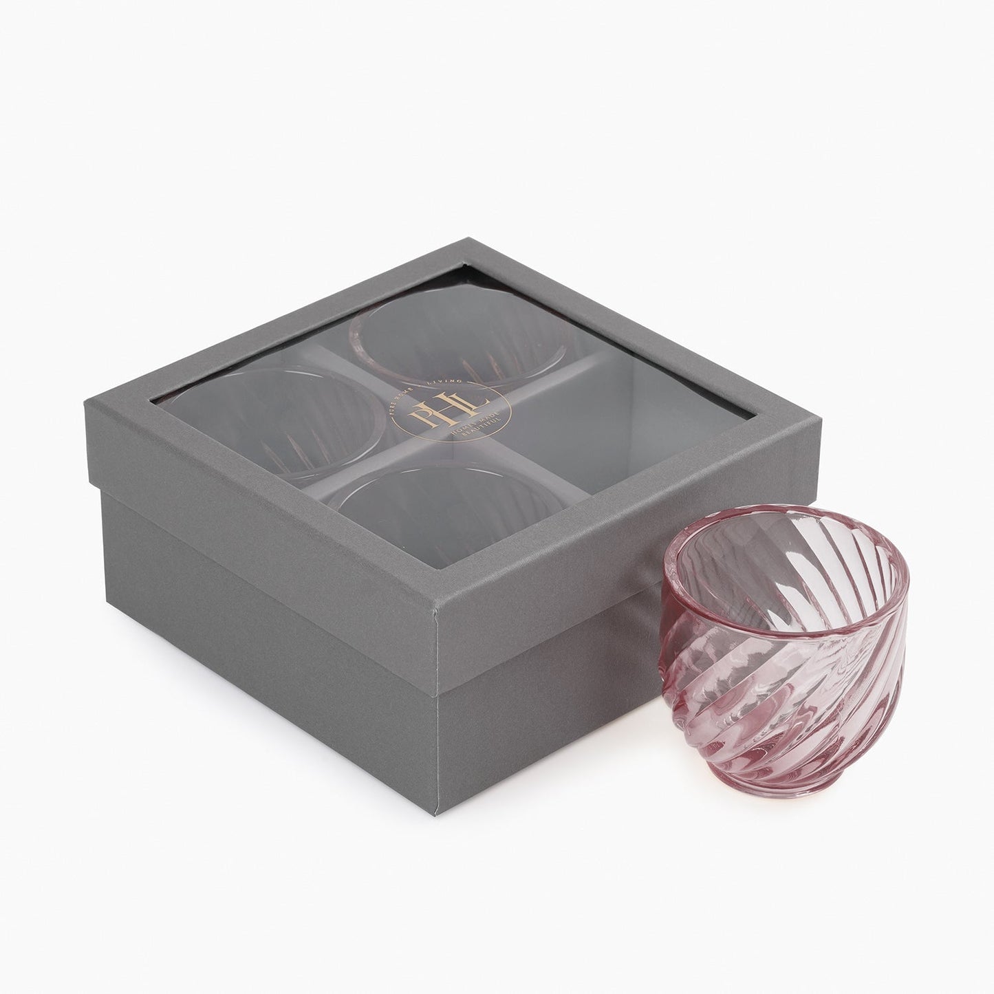 Set of 4 Light Purple Swirl Cut Tealight Holders