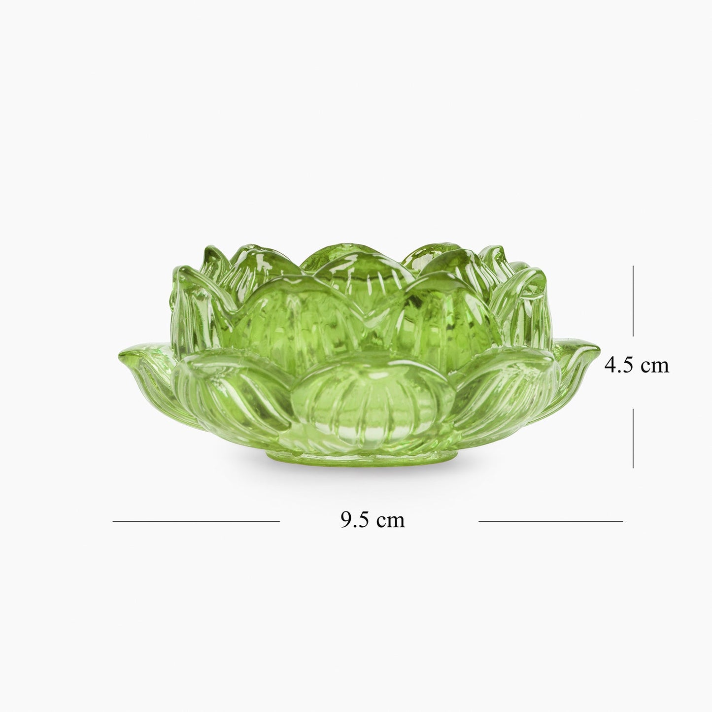 Set of 2 Green Glass Floral Shaped Tealight Holders
