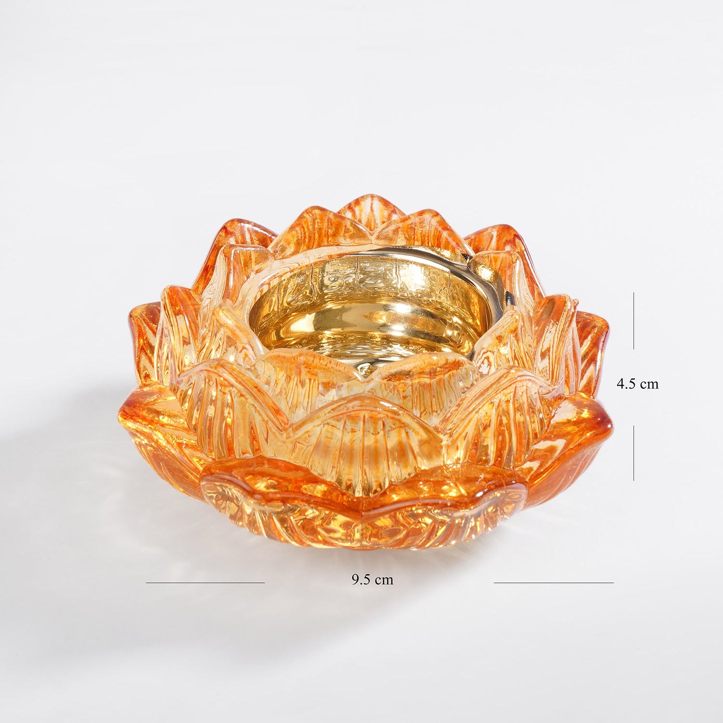 Set of 2 Orange Glass Floral Shaped Tealight Holders