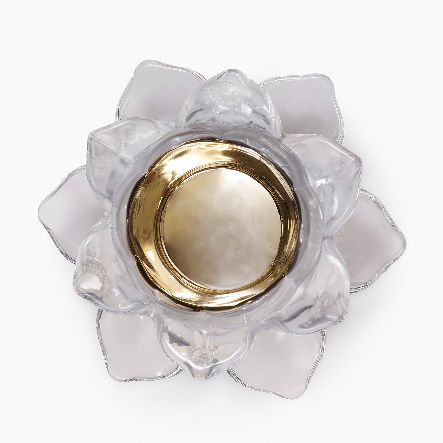 Set of 2 Clear Glass Lotus Shaped Tealight Holders