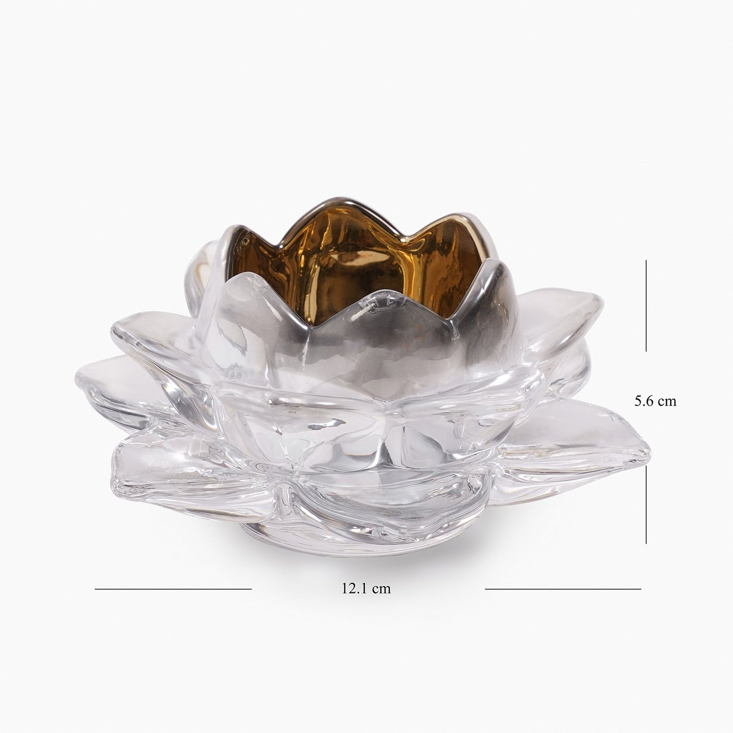 Set of 2 Clear Glass Lotus Shaped Tealight Holders