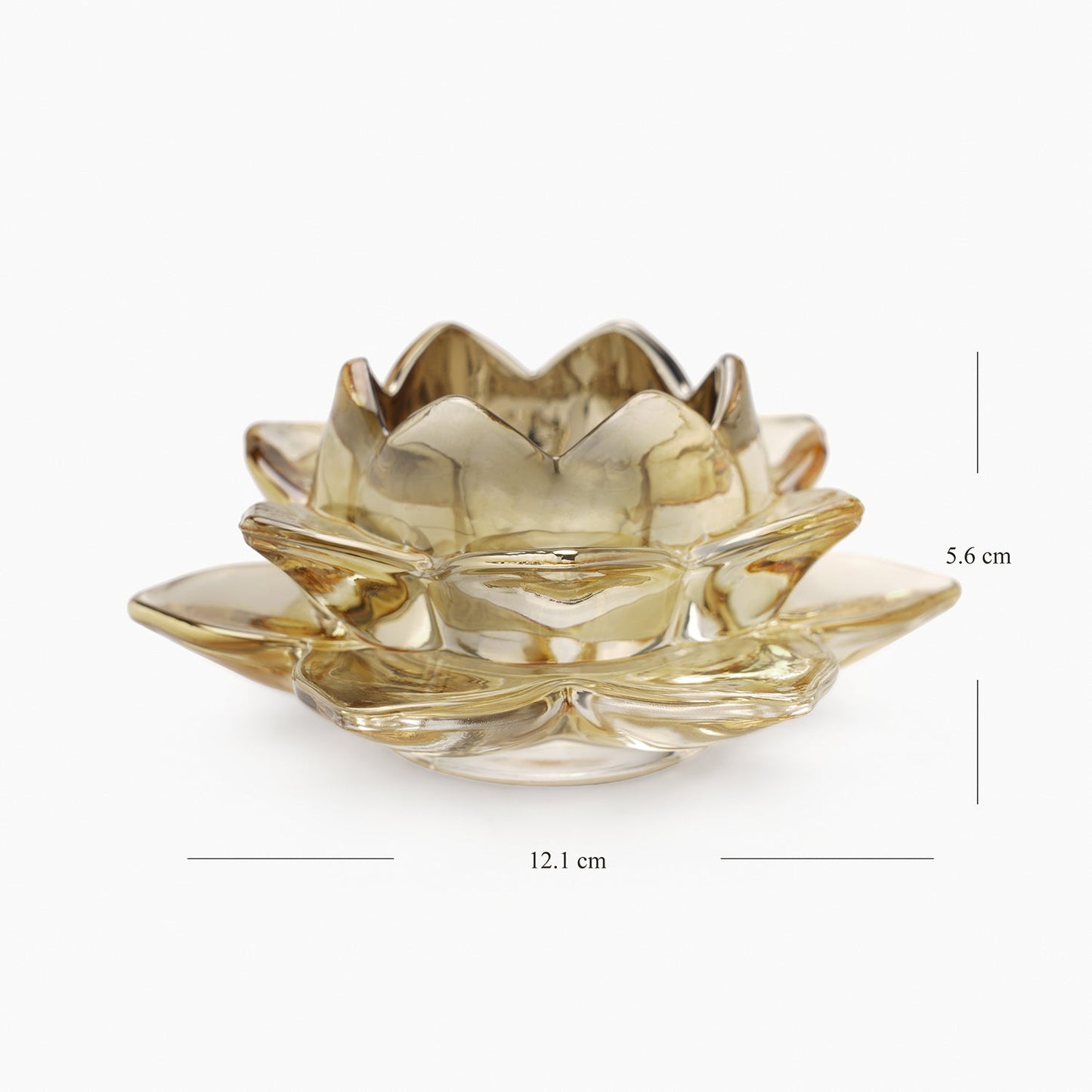 Set of 2 Light Amber Glass Lotus Shaped Tealight Holders