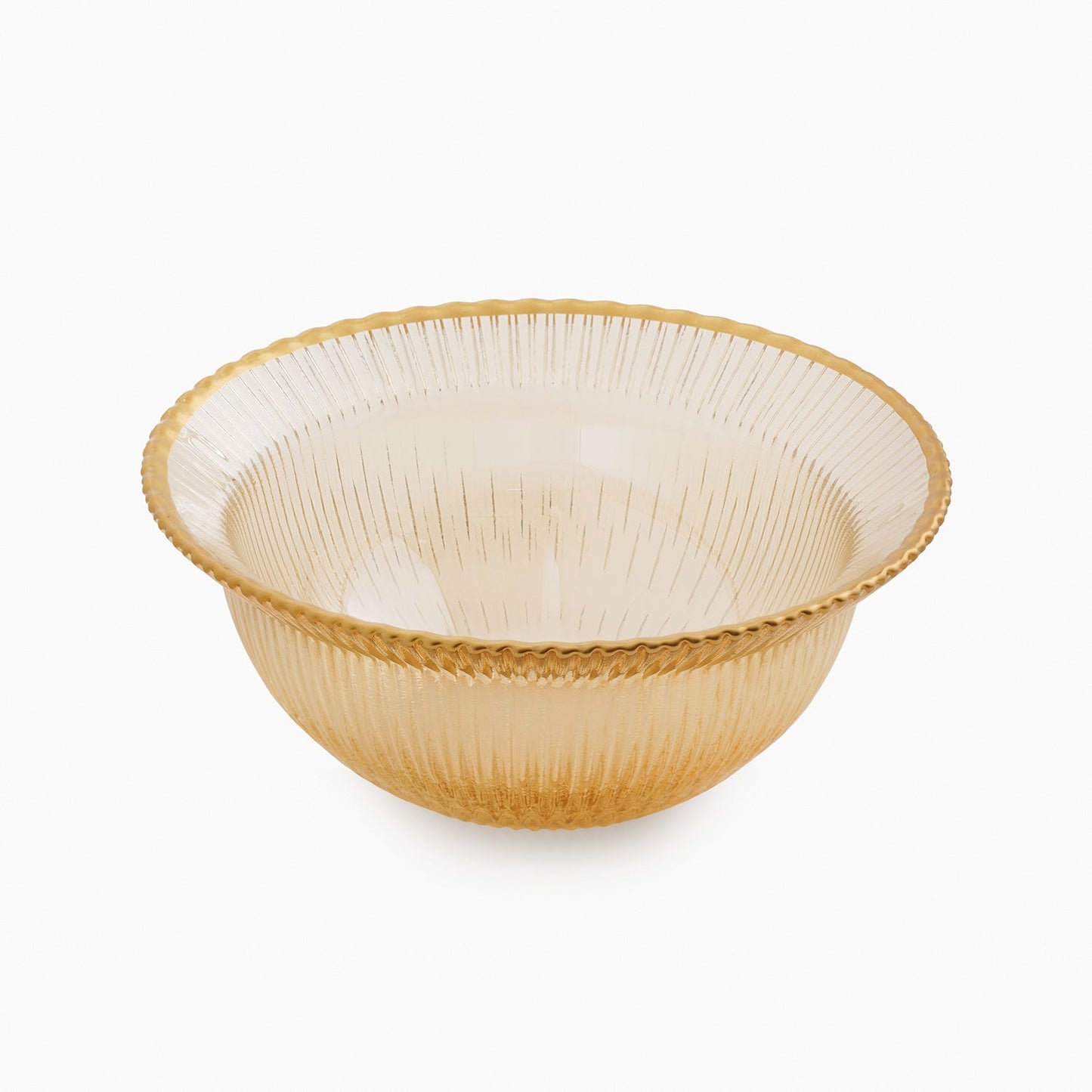 Set of 2 Amber and Gold Ribbed Side Bowls