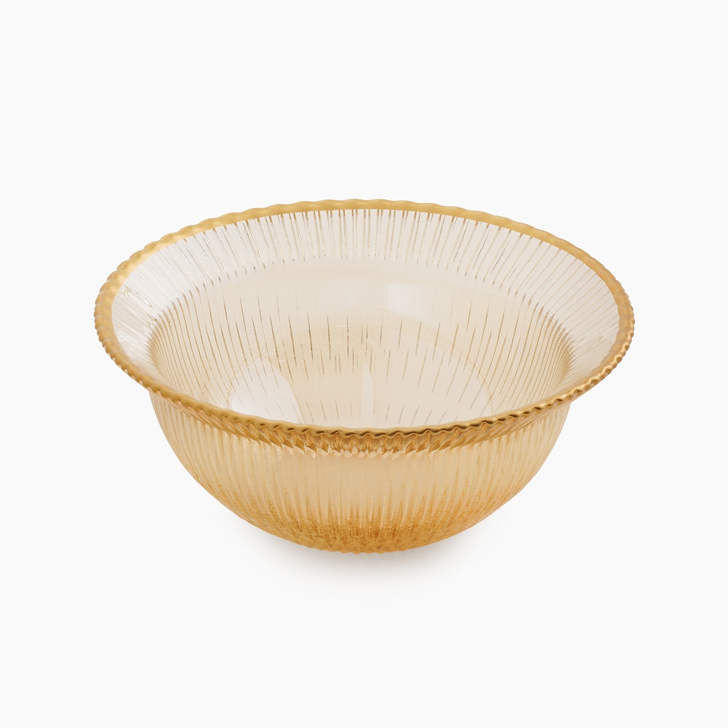 Set of 2 Amber and Gold Ribbed Side Bowls