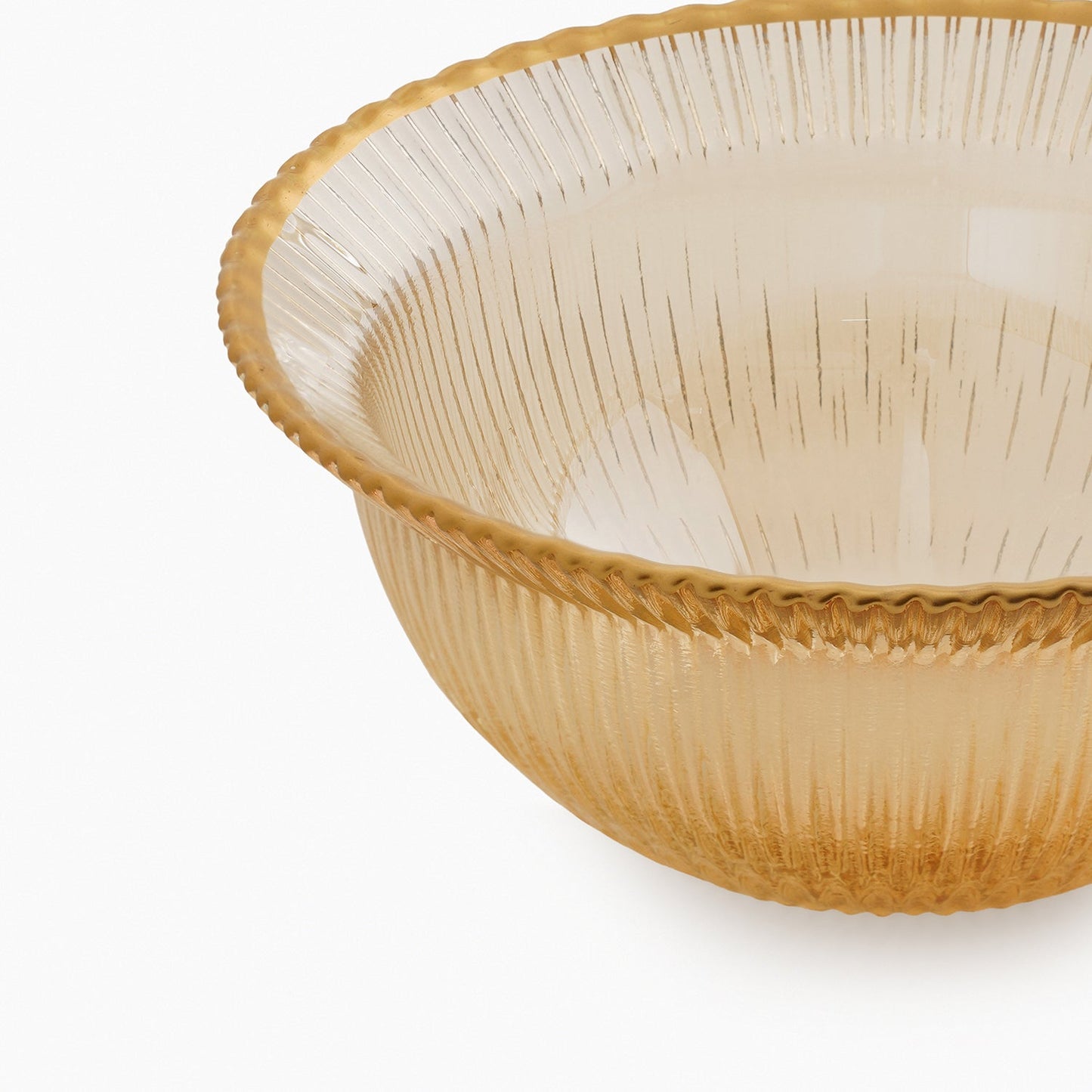 Set of 2 Amber and Gold Ribbed Side Bowls