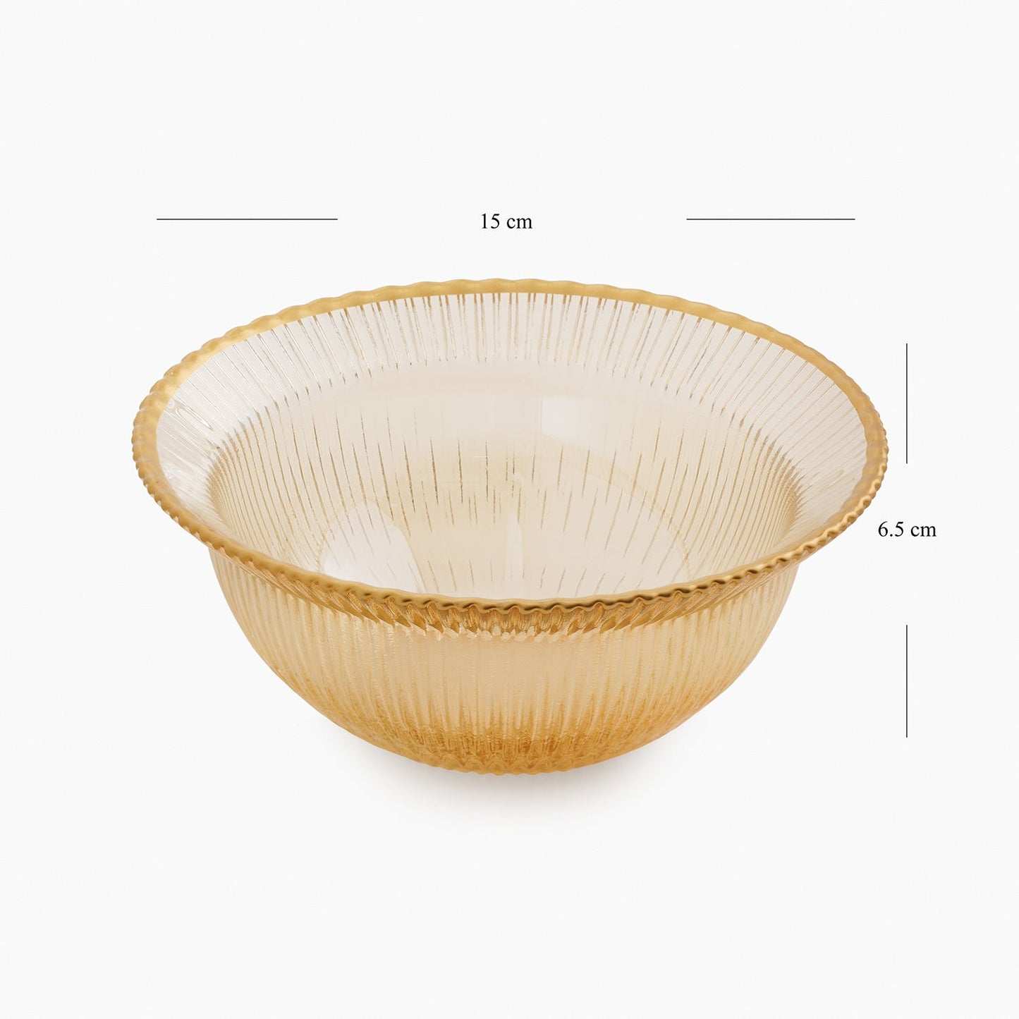 Set of 2 Amber and Gold Ribbed Side Bowls