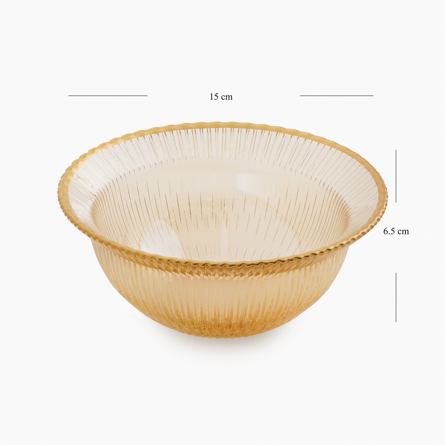 Set of 2 Amber and Gold Ribbed Side Bowls