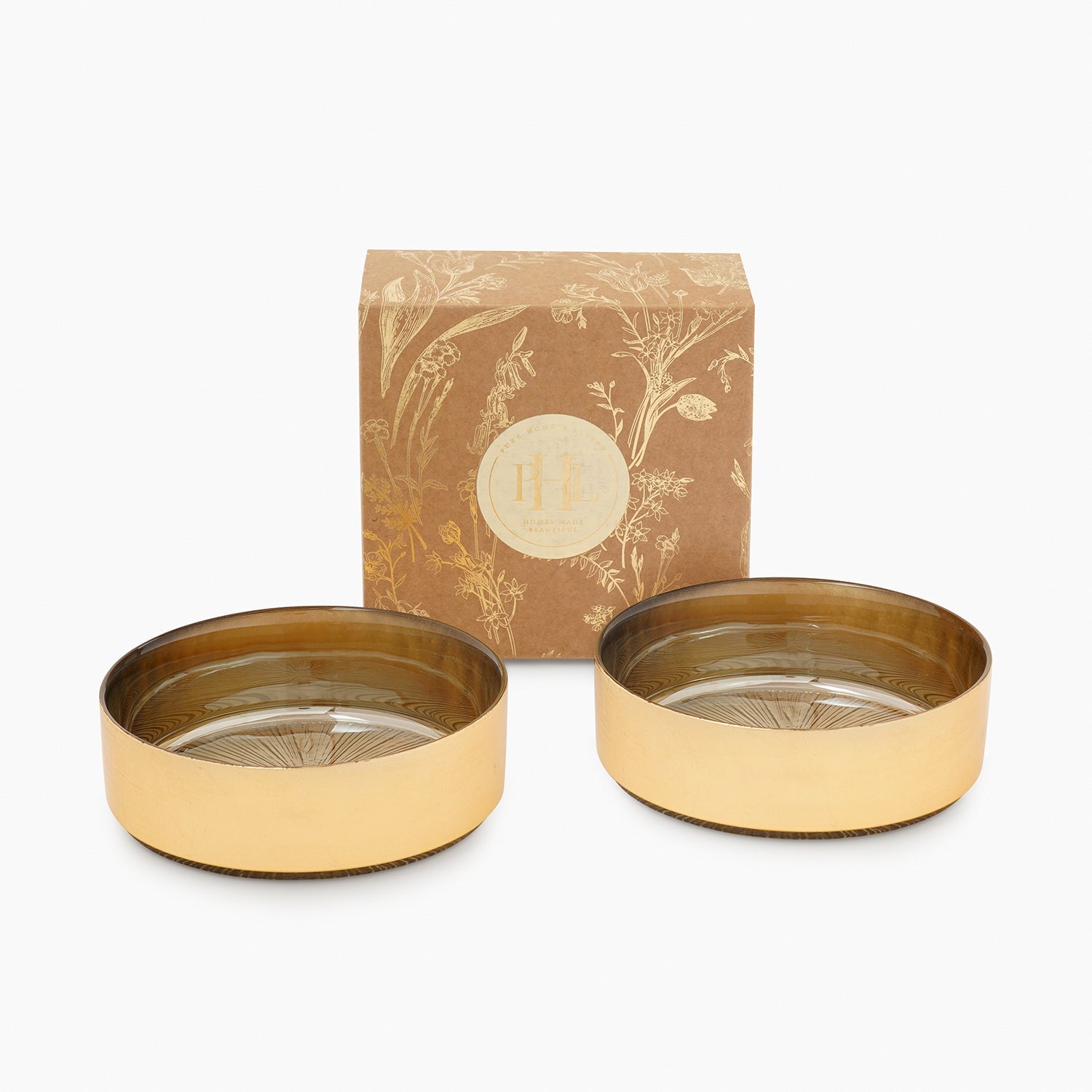 Set of 2 Gold Serving Bowls with Goil Foil Rim
