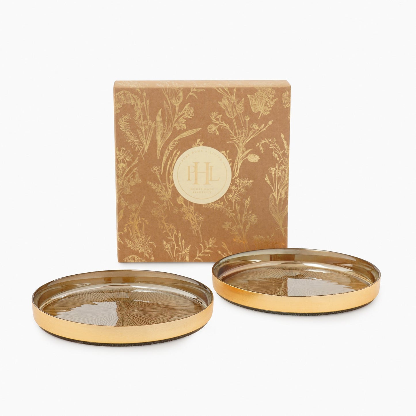 Set of 2 Gold Dessert Plates with Goil Foil Rim