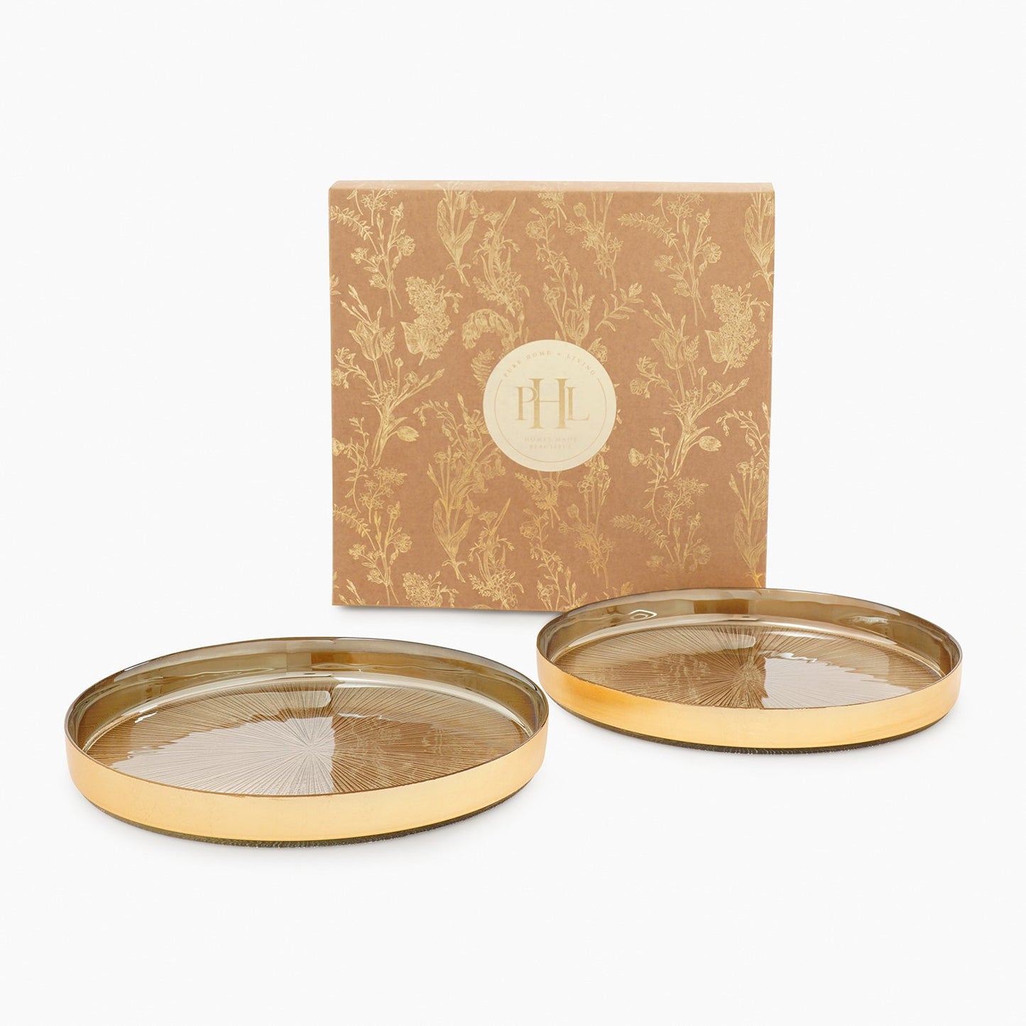 Set of 2 Gold Dinner Plates with Goil Foil Rim
