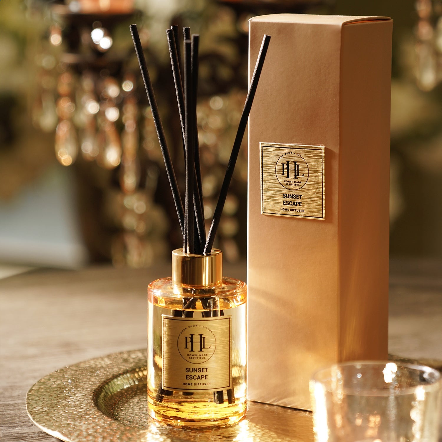 Sunset Escape Scented Glass Diffuser - Gold