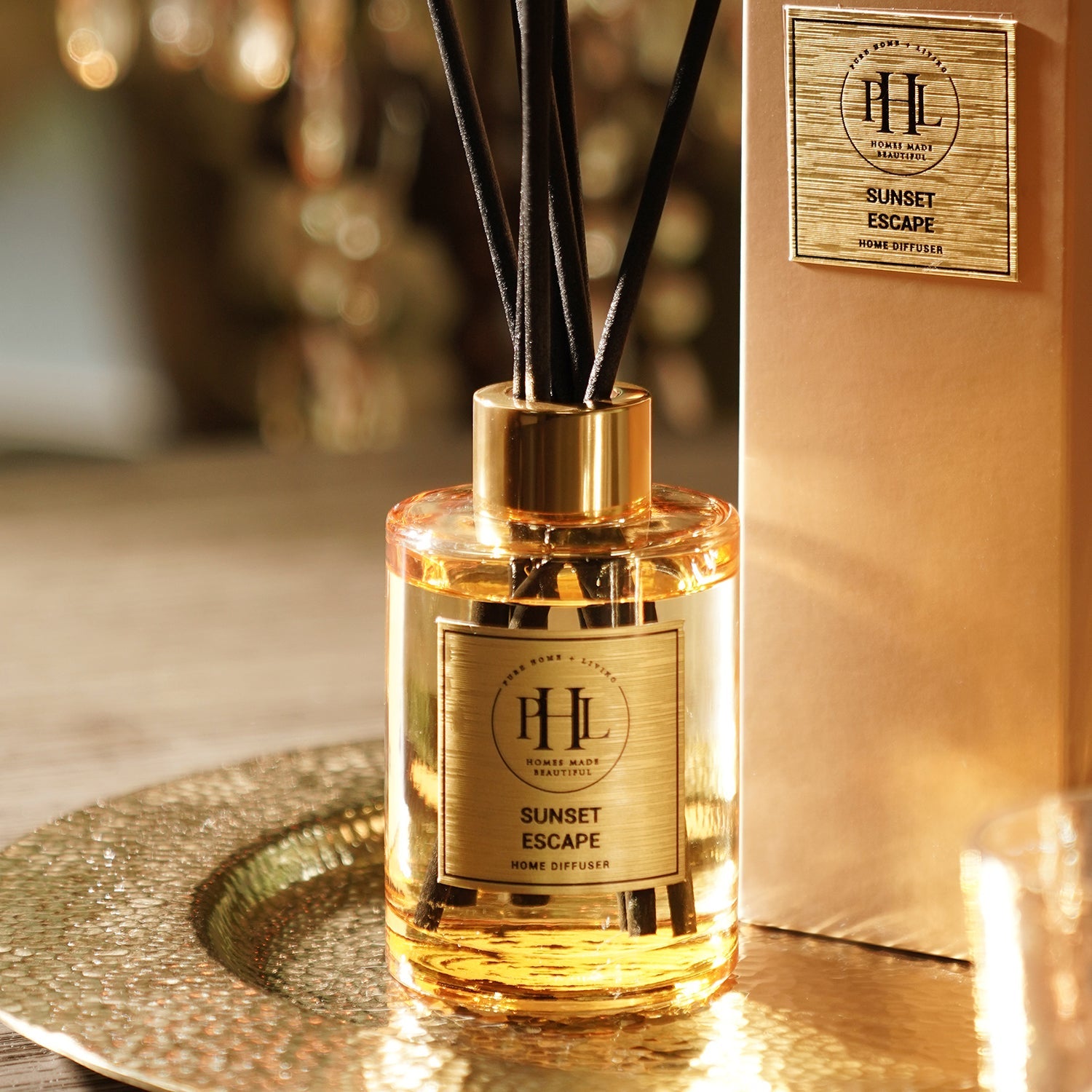 Sunset Escape Scented Glass Diffuser - Gold