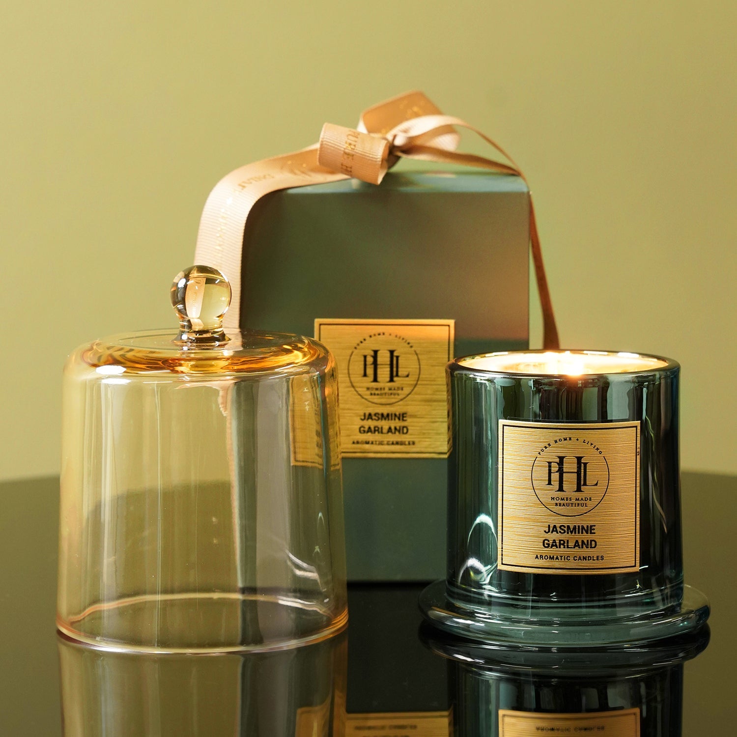 Jasmine Garland Bell Jar Candle - Green