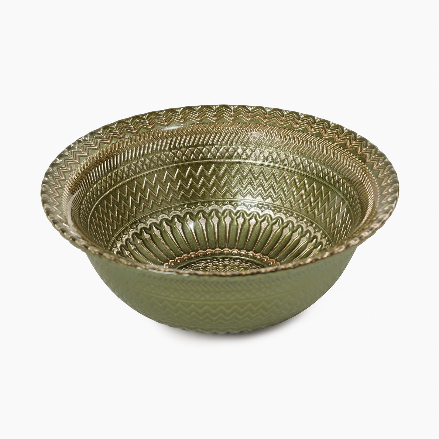 Set of 2 Green Ribbed Small Bowls