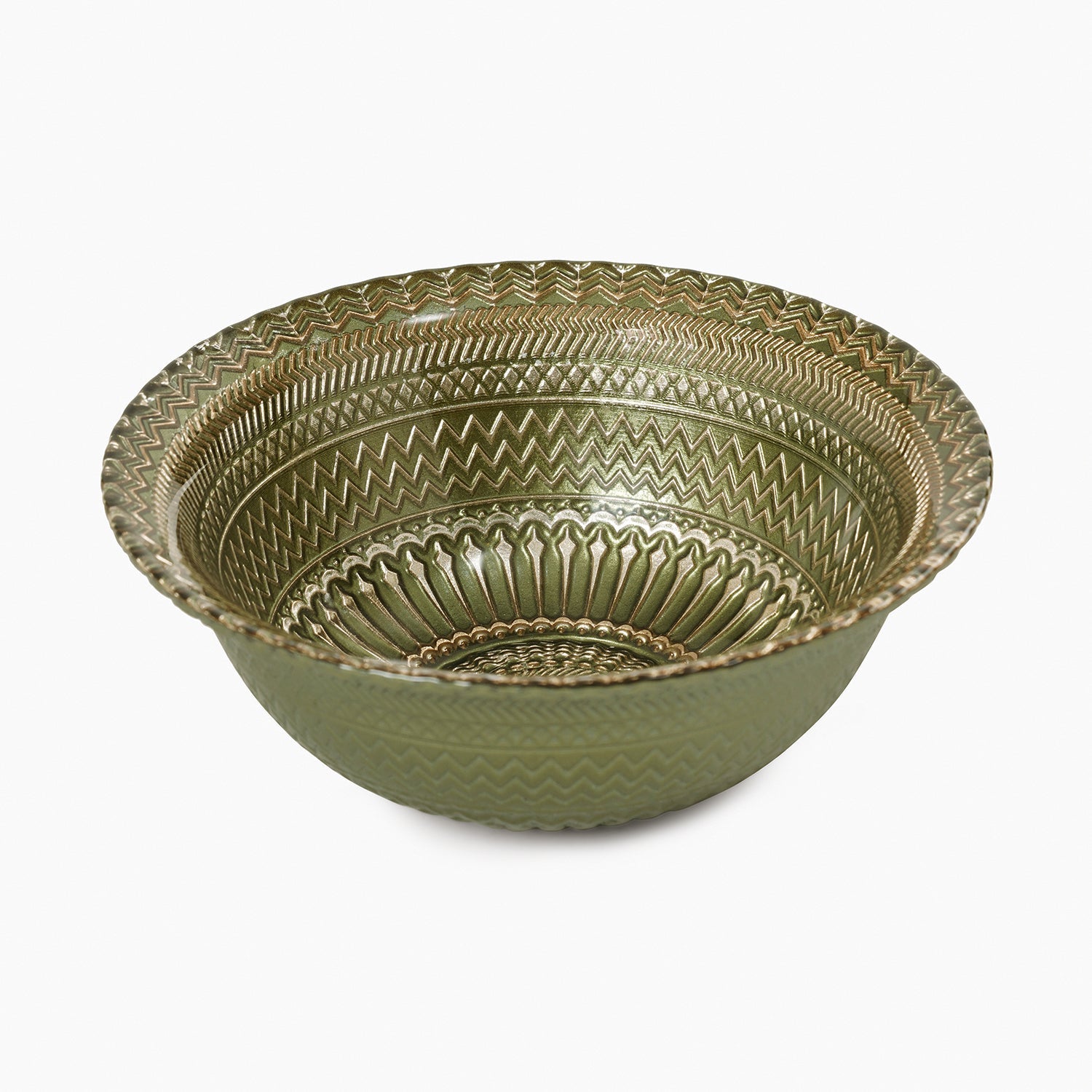 Set of 2 Green Ribbed Small Bowls