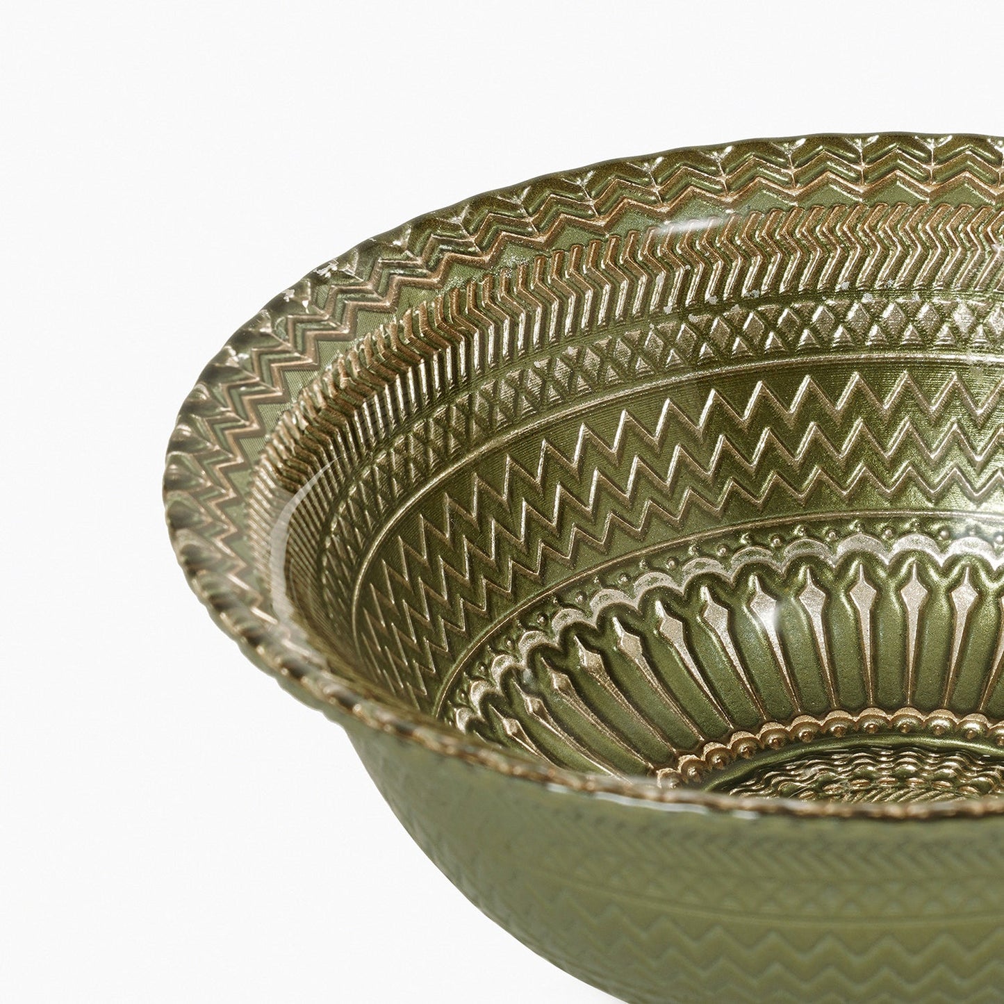 Set of 2 Green Ribbed Small Bowls