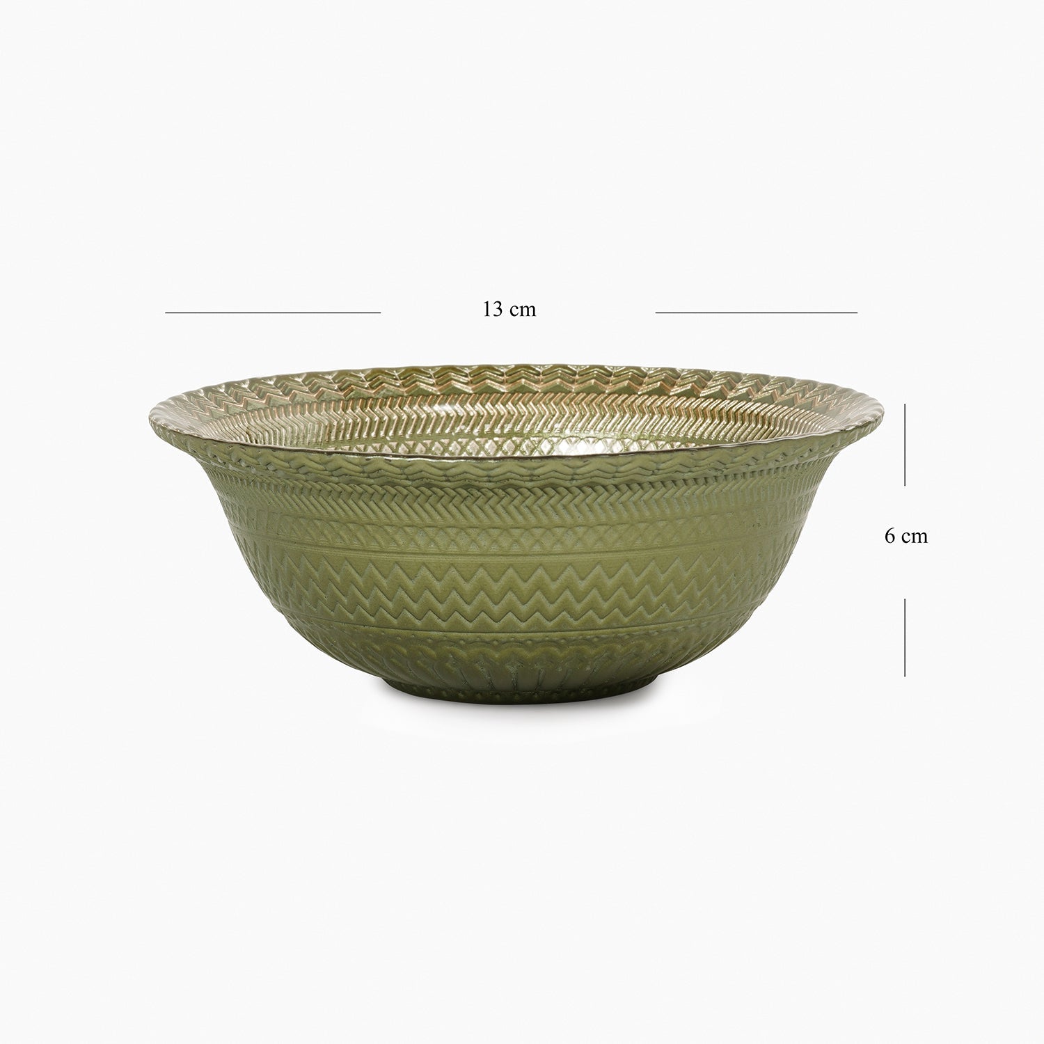 Set of 2 Green Ribbed Small Bowls