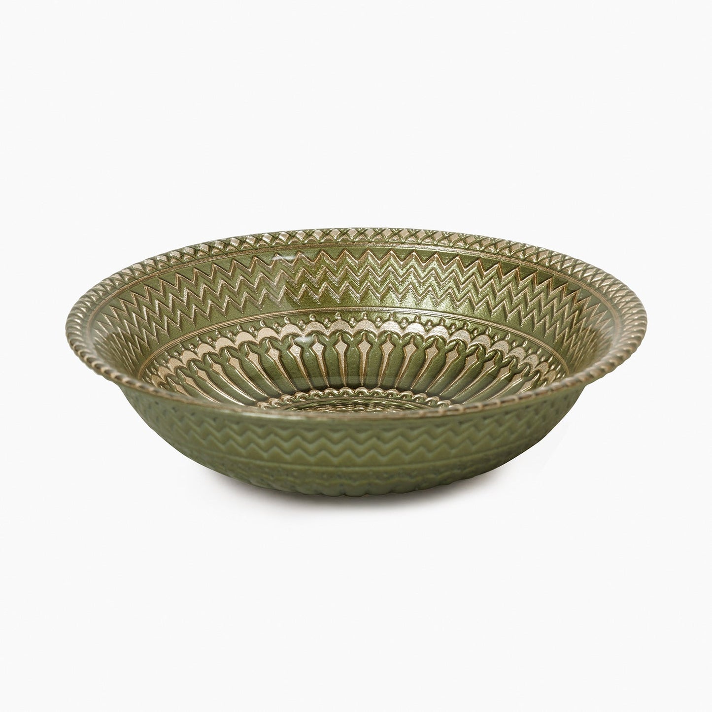 Set of 2 Green Ribbed Side Bowls