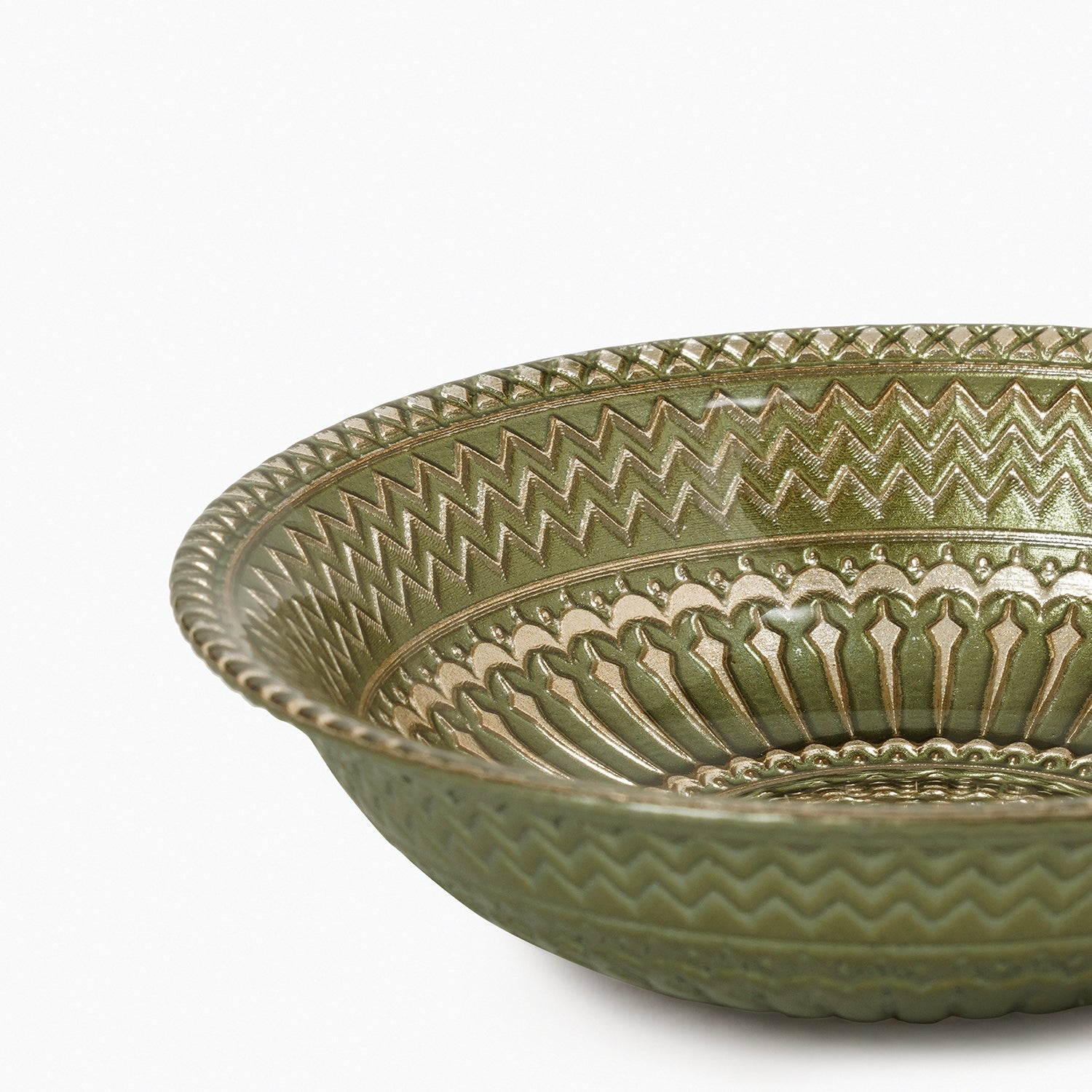Set of 2 Green Ribbed Side Bowls