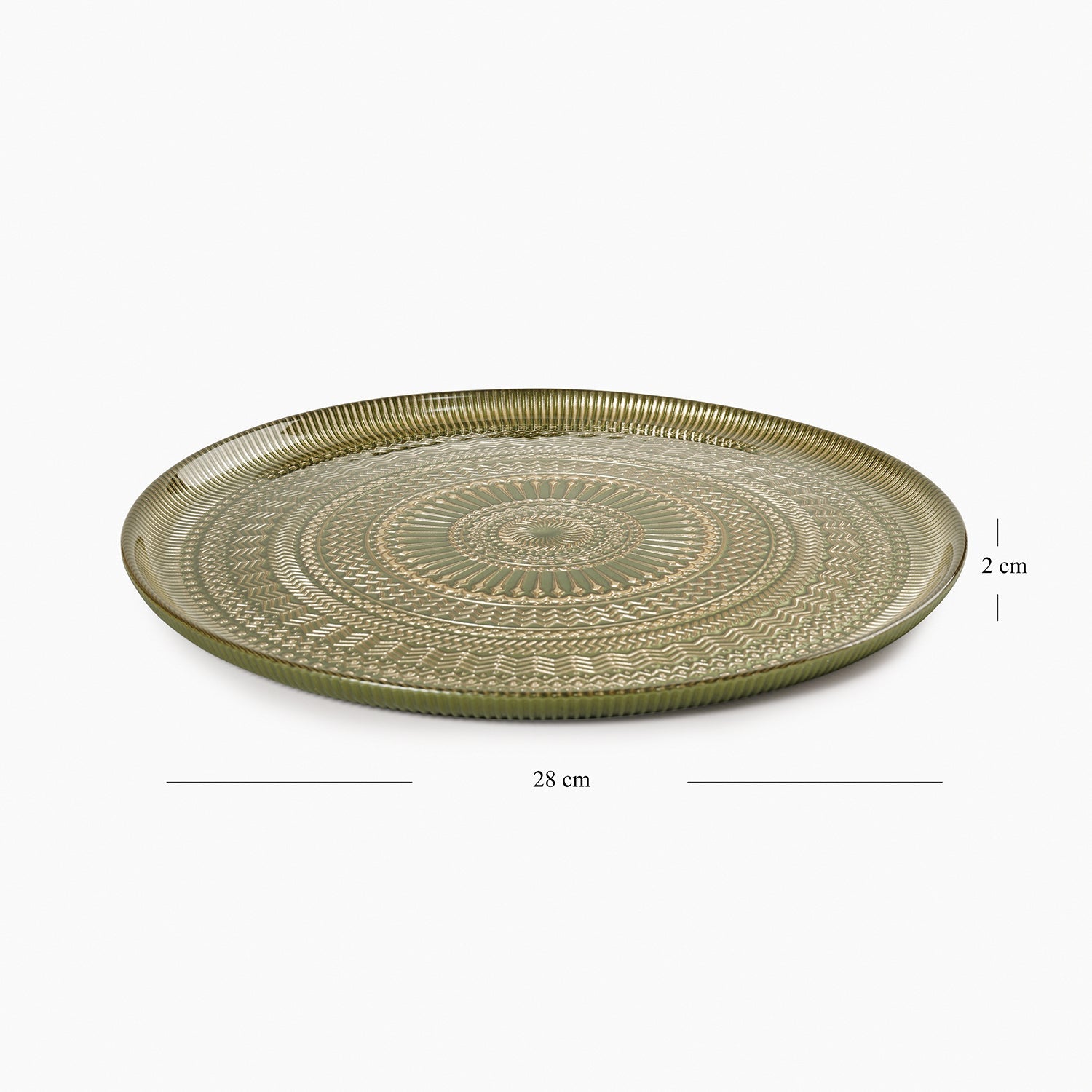 Set of 2 Green Ribbed Dinner Plates