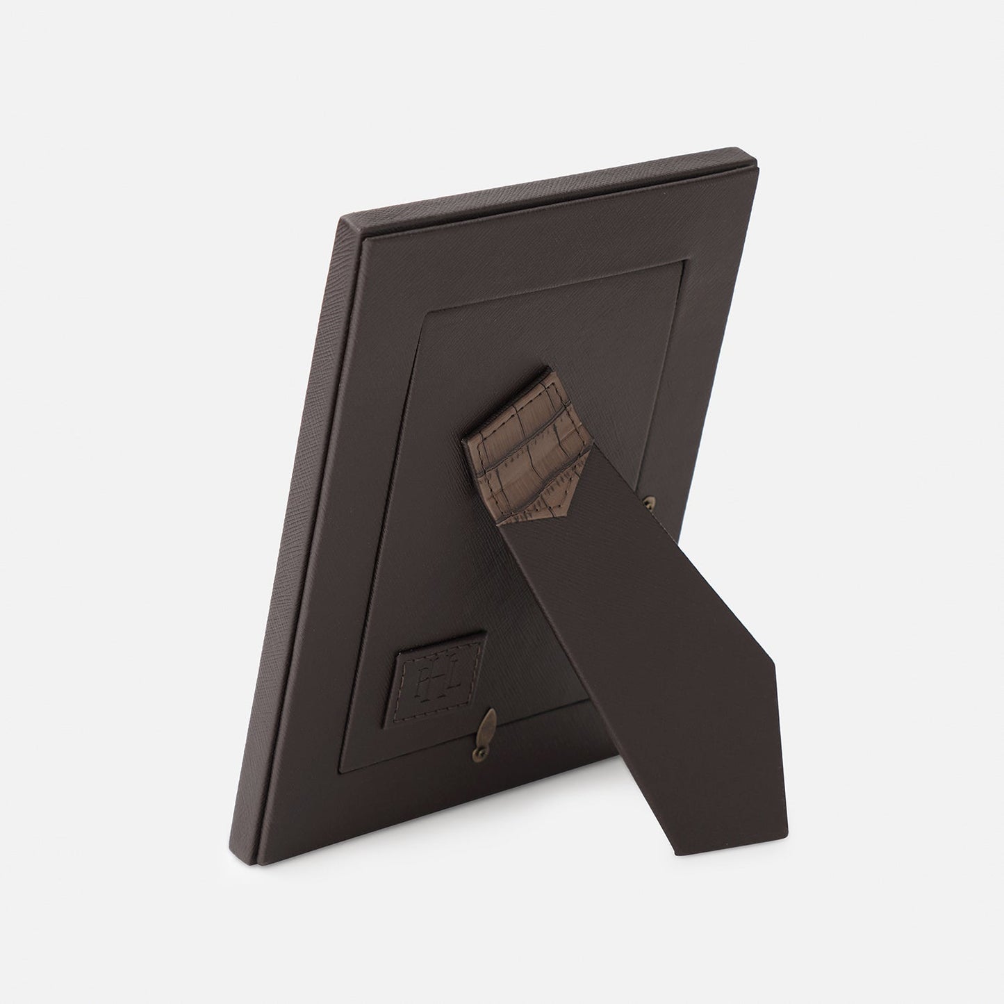 Brown Croco Texture Faux Leather Photo Frame - Small