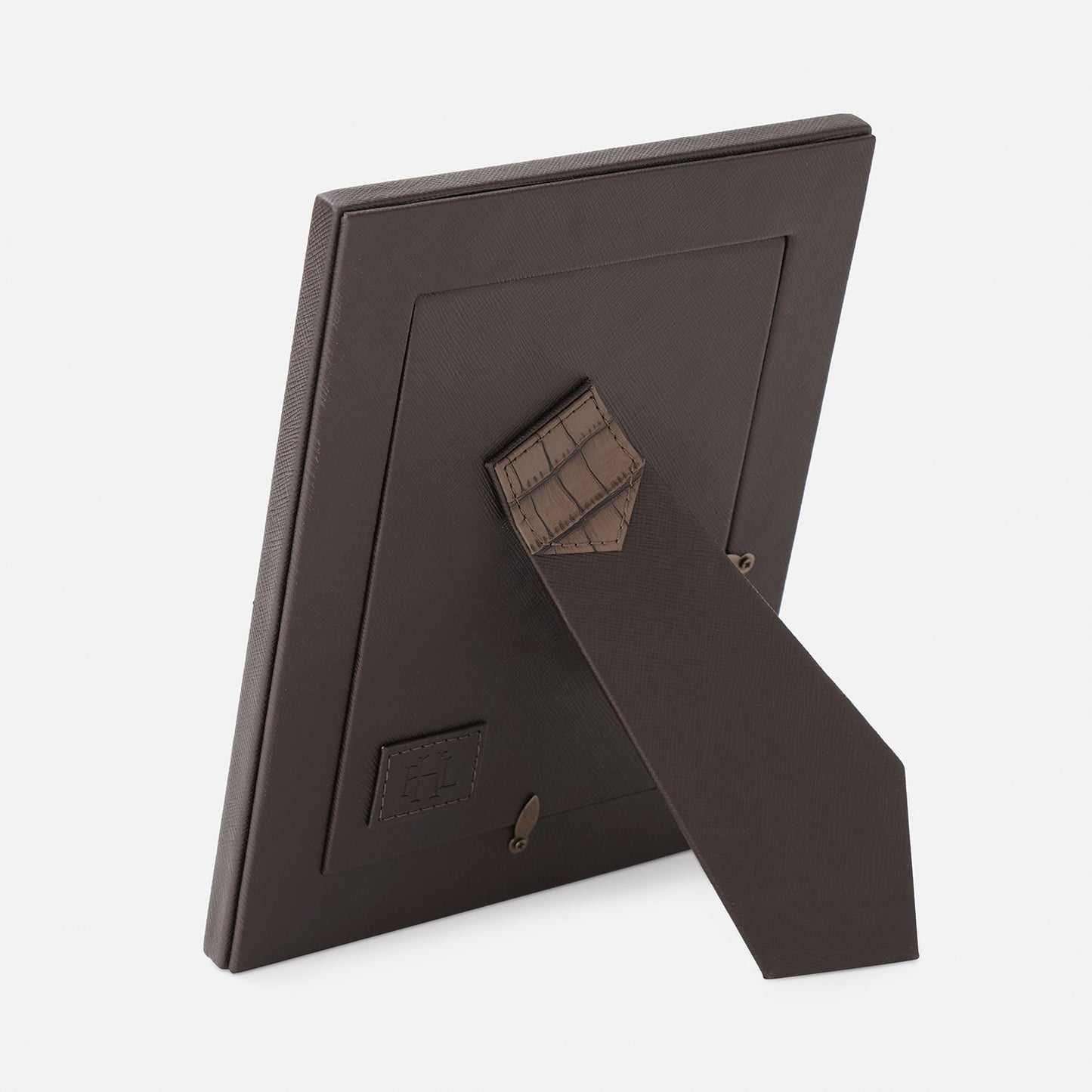 Brown Croco Texture Faux Leather Photo Frame - Medium