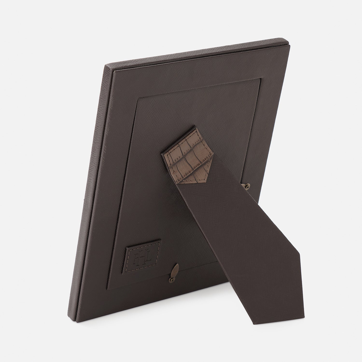 Brown Croco Texture Faux Leather Photo Frame - Medium