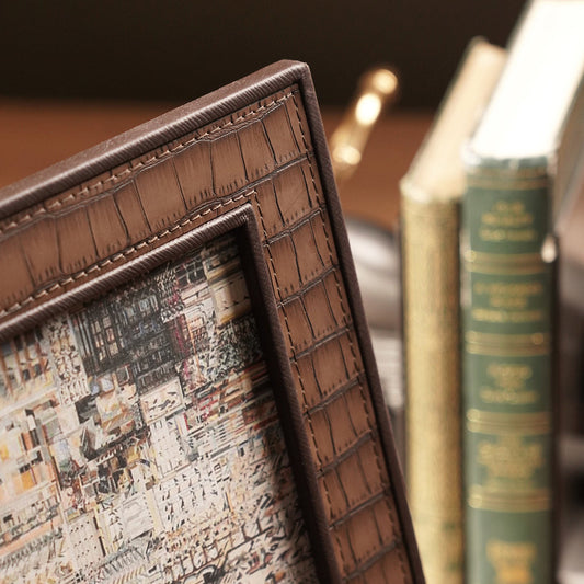 Brown Croco Texture Faux Leather Photo Frame - Large