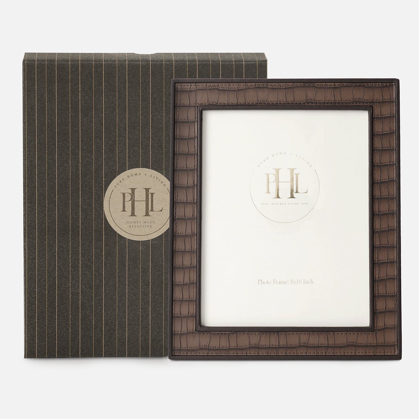 Brown Croco Texture Faux Leather Photo Frame - Large