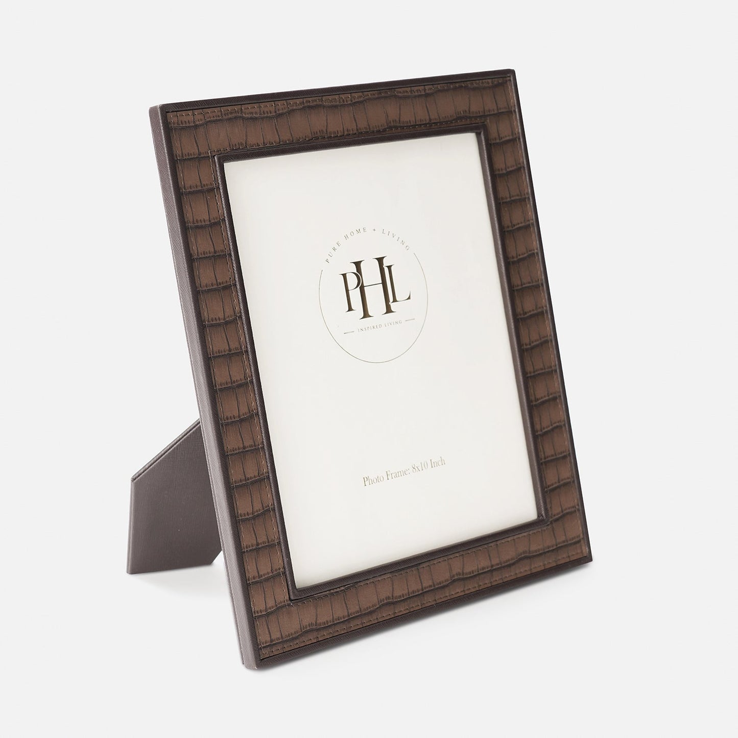 Brown Croco Texture Faux Leather Photo Frame - Large