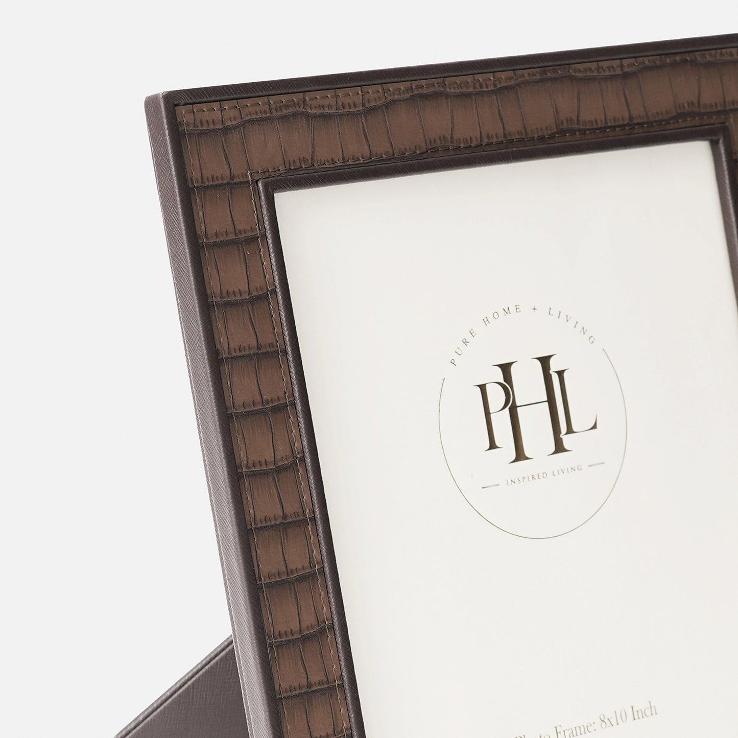 Brown Croco Texture Faux Leather Photo Frame - Large