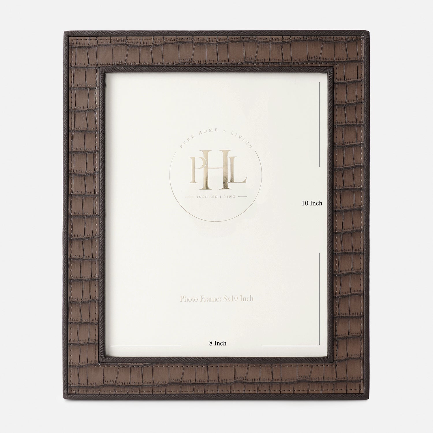 Brown Croco Texture Faux Leather Photo Frame - Large