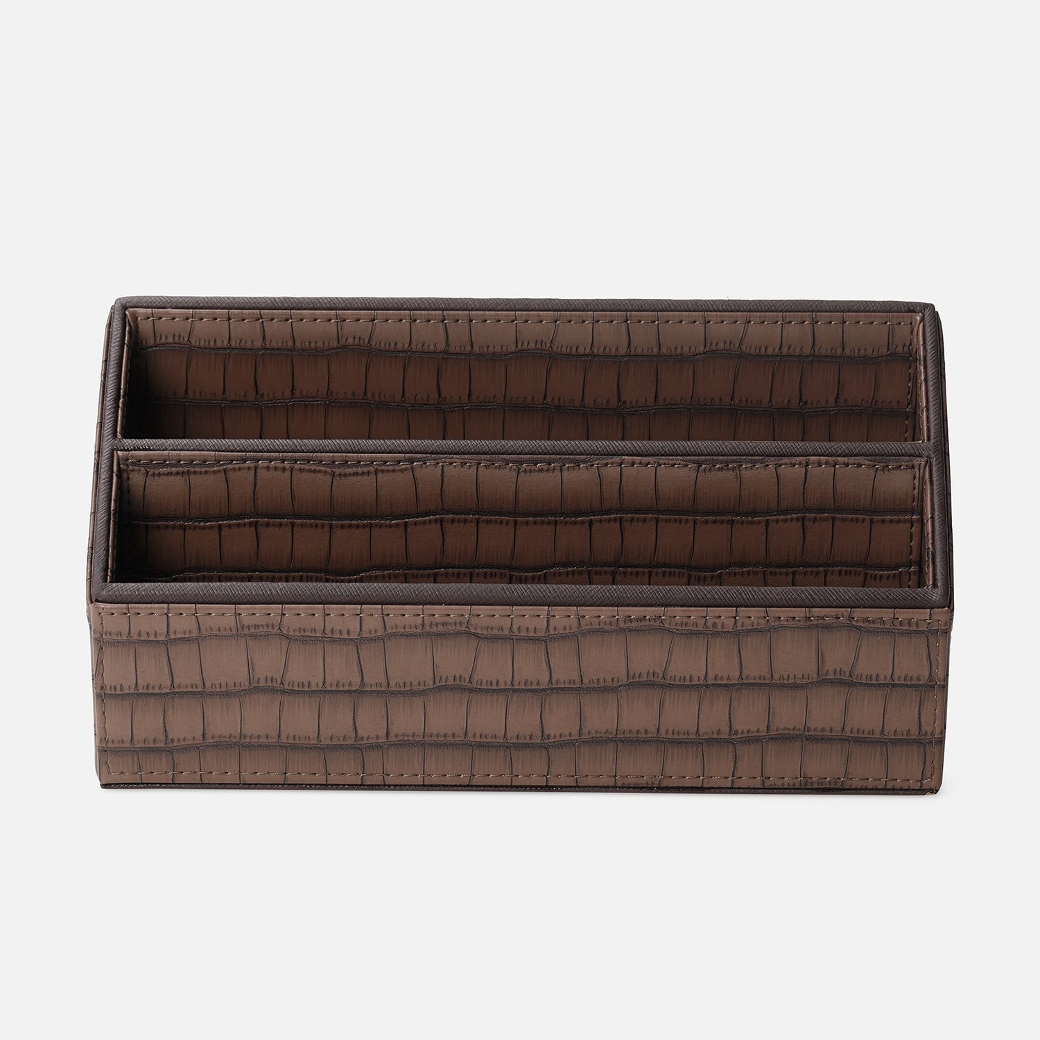 Brown Croco Texture Faux Leather Envelope Holder