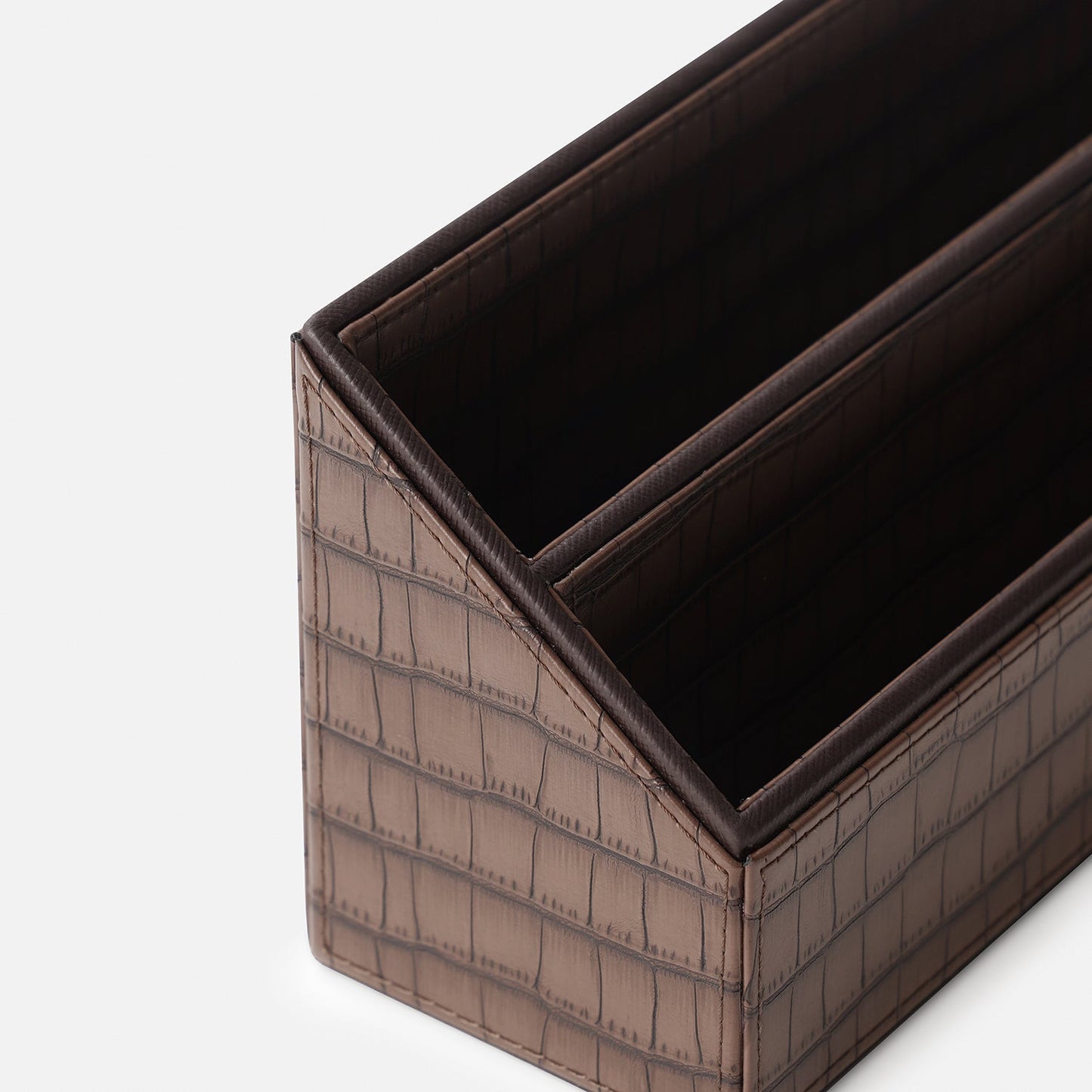 Brown Croco Texture Faux Leather Envelope Holder