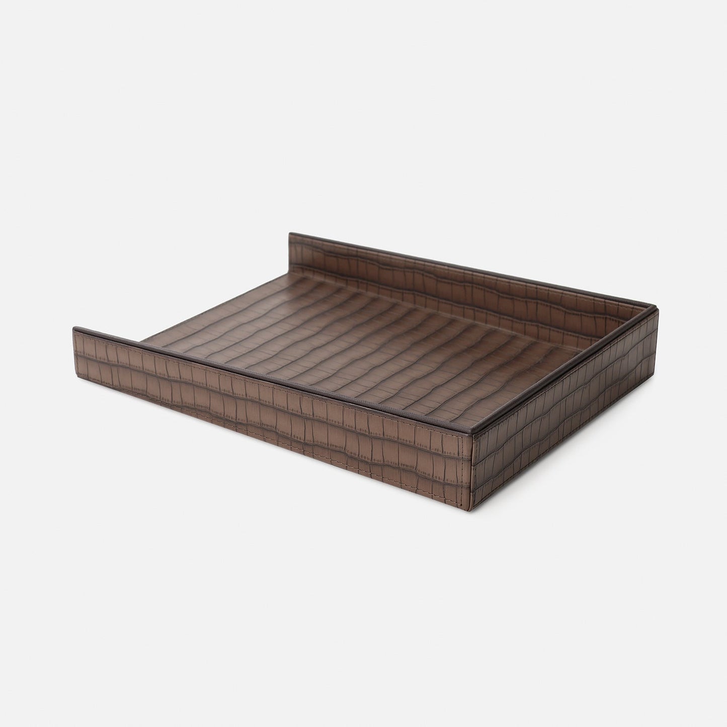 Brown Croco Texture Faux Leather Tray