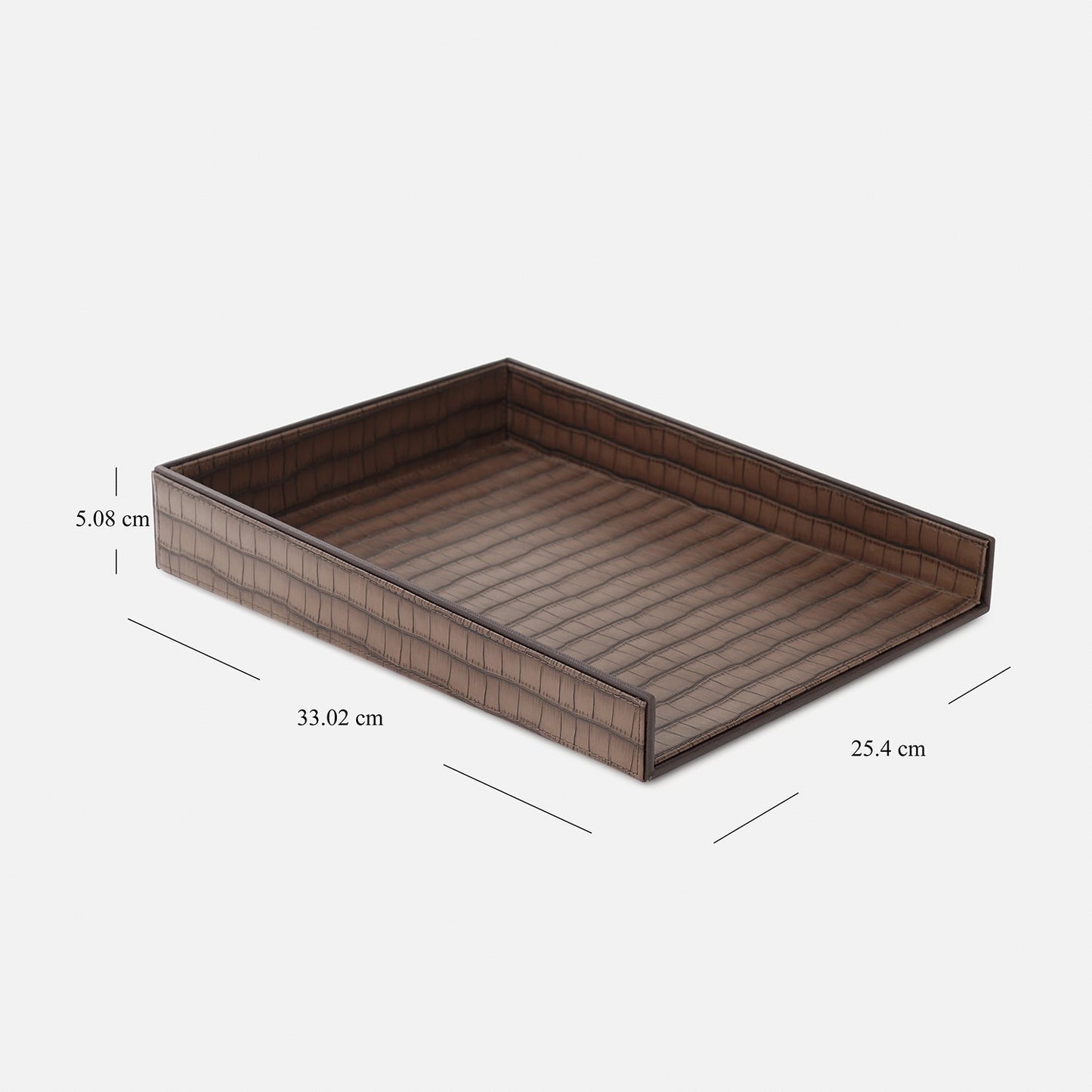 Brown Croco Texture Faux Leather Tray