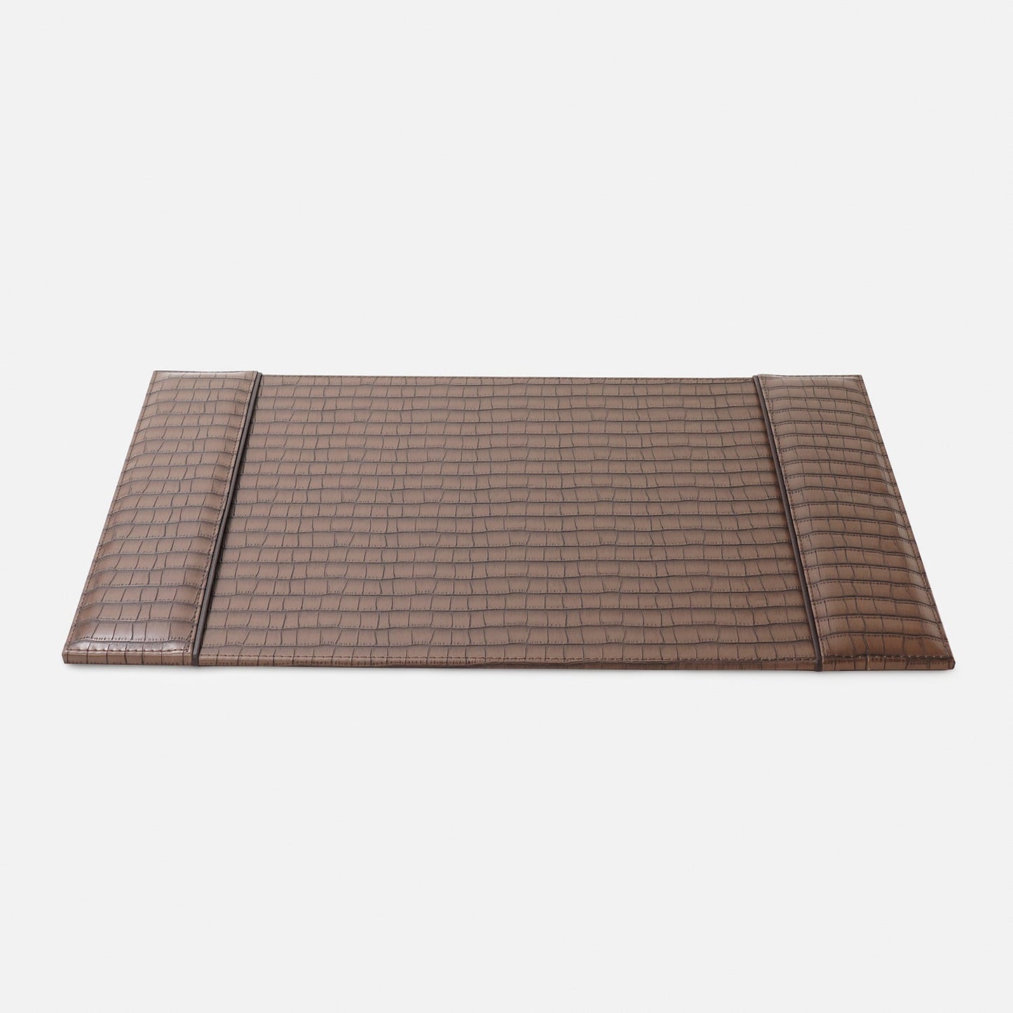 Brown Croco Texture Faux Leather Blotter