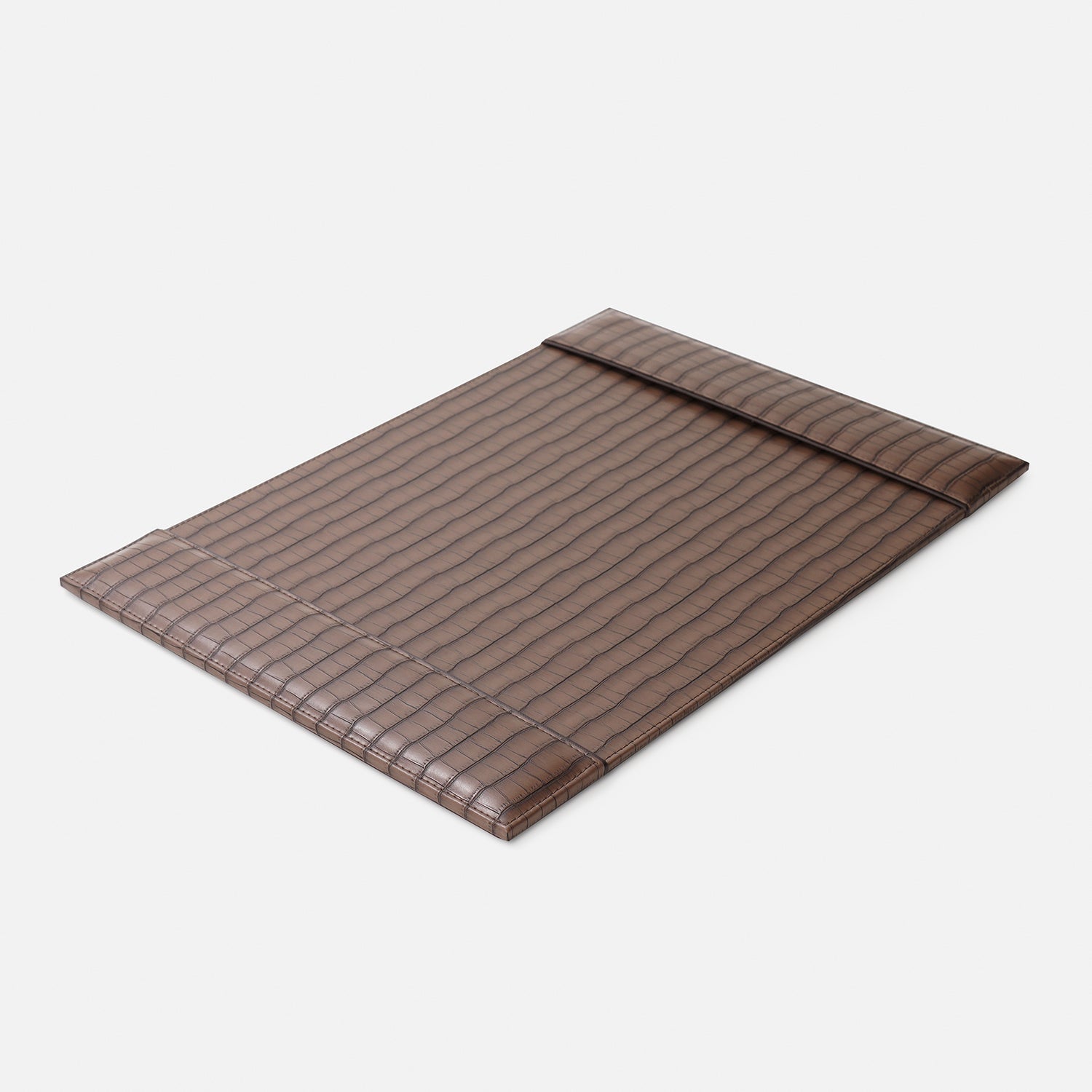 Brown Croco Texture Faux Leather Blotter