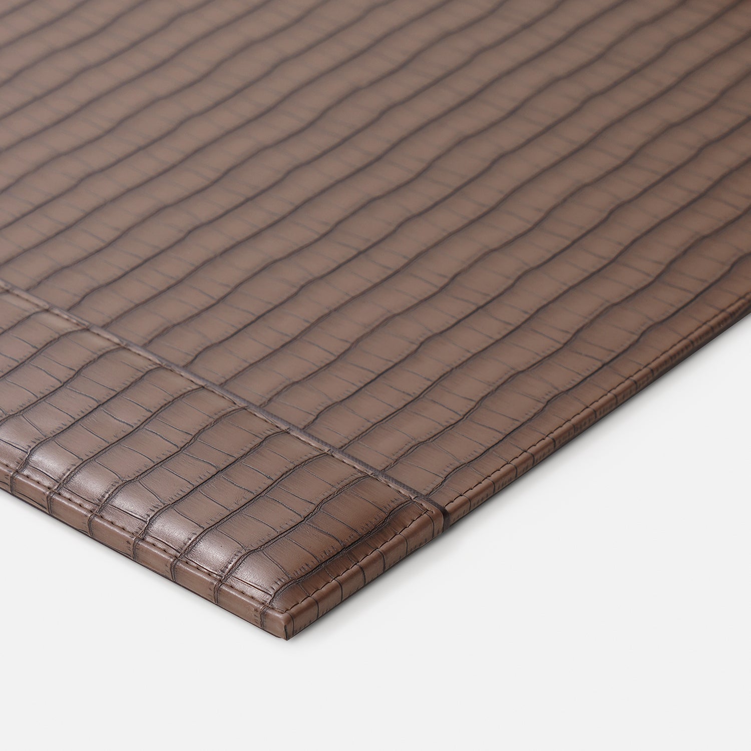 Brown Croco Texture Faux Leather Blotter