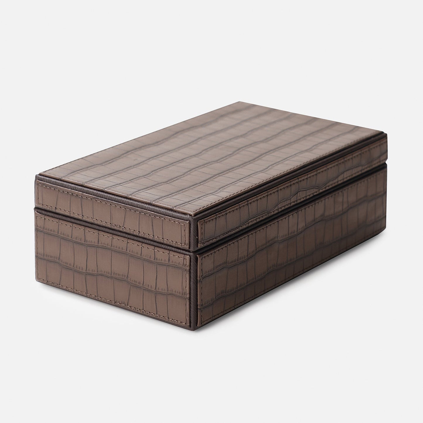 Brown Croco Texture Faux Leather Storage Box