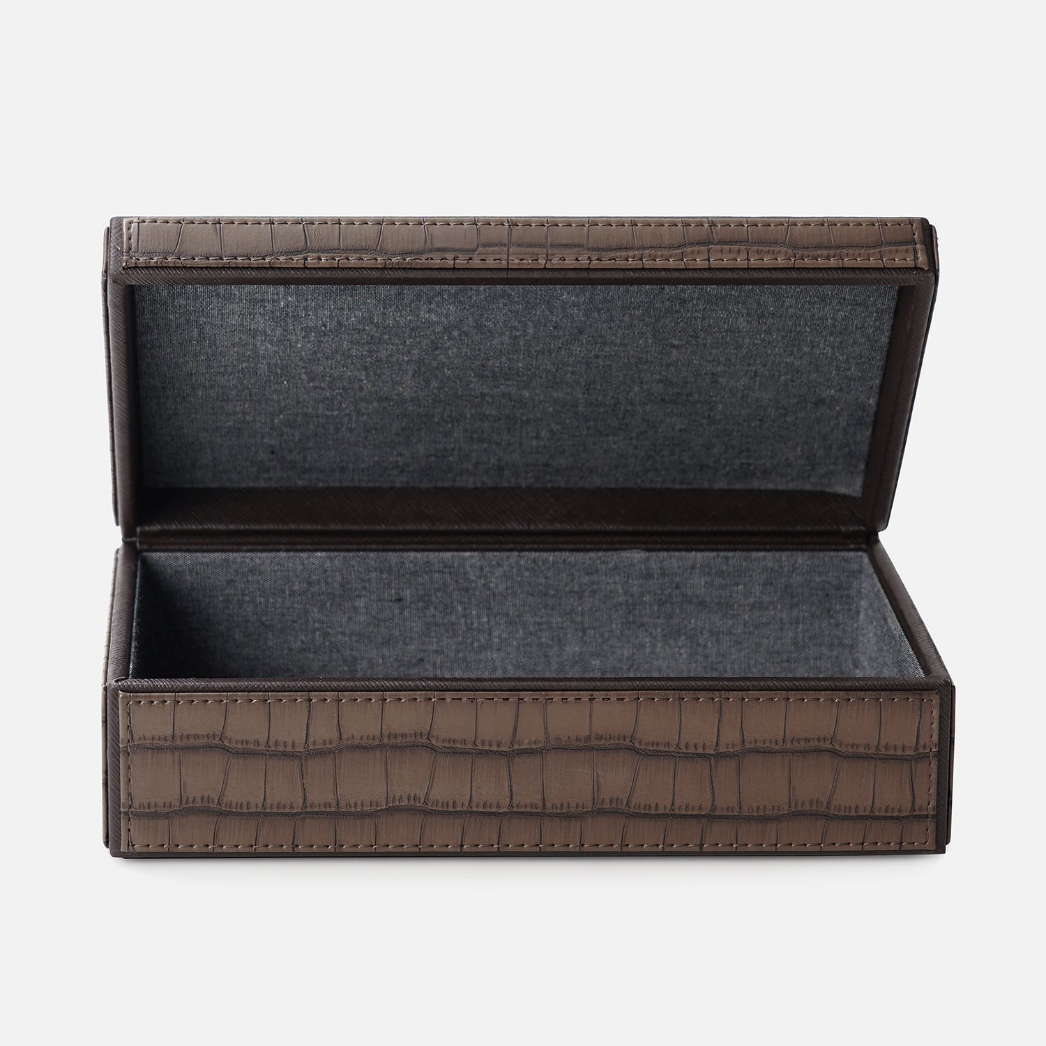 Brown Croco Texture Faux Leather Storage Box