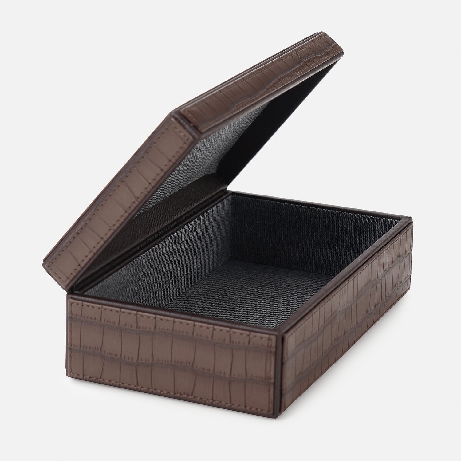 Brown Croco Texture Faux Leather Storage Box