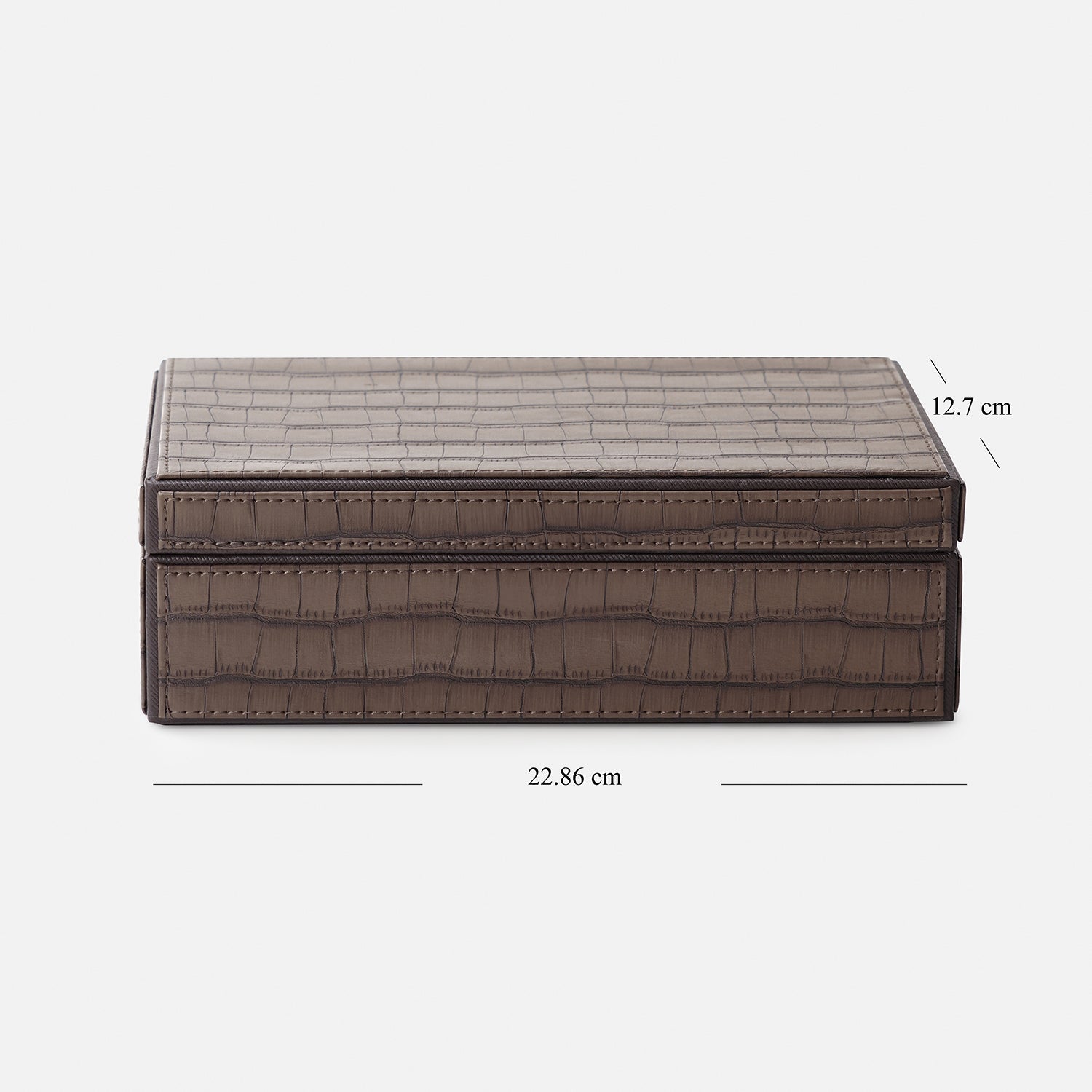 Brown Croco Texture Faux Leather Storage Box