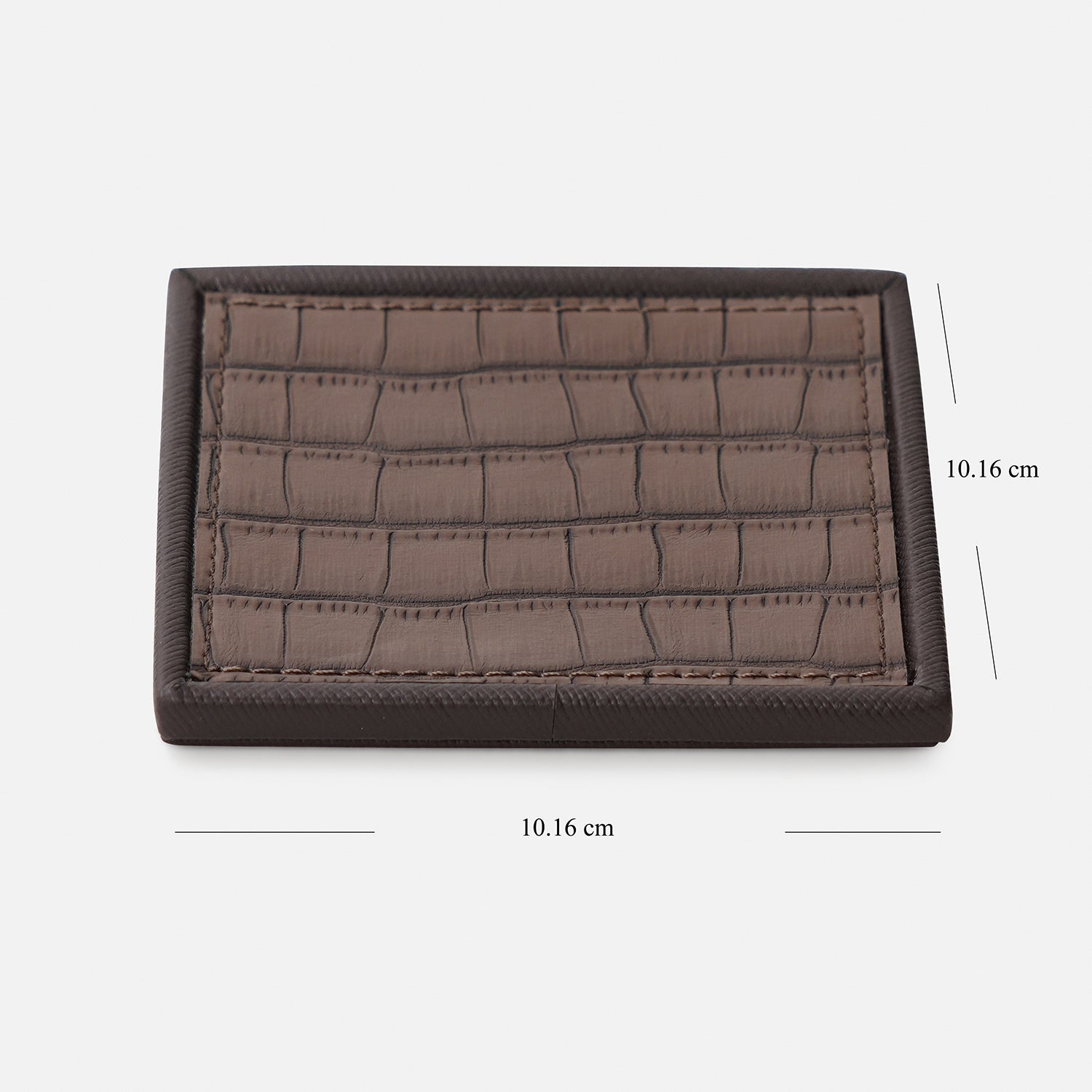 Set of 4 Brown Croco Texture Faux Leather Coasters