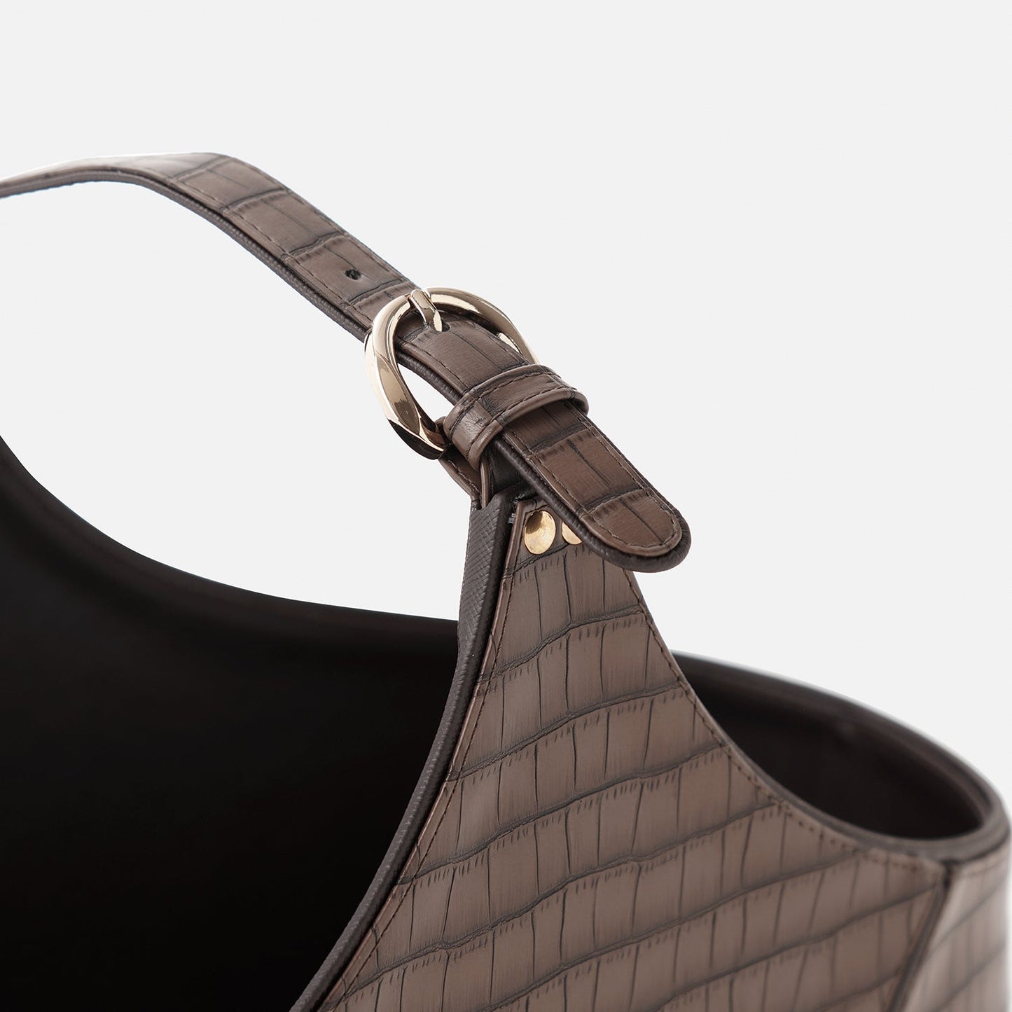 Brown Croco Texture Faux Leather Magazine Basket
