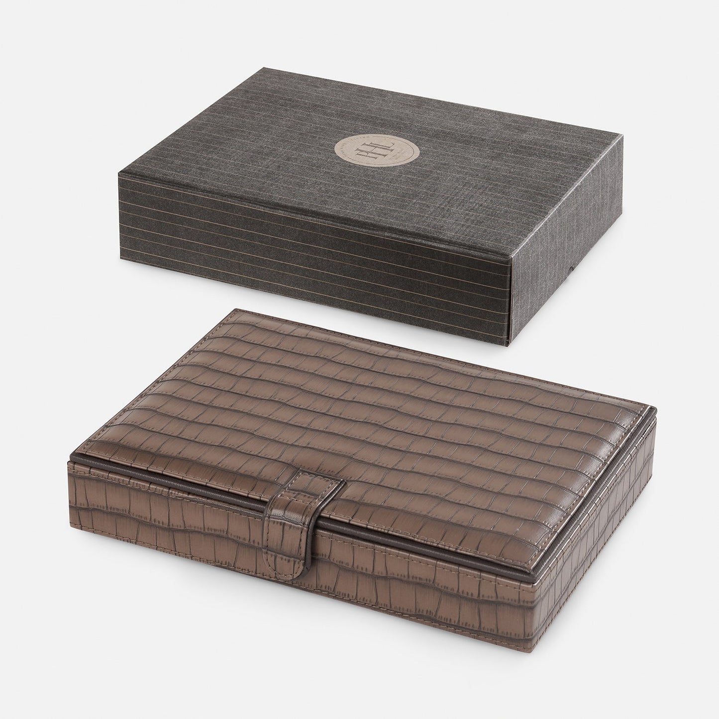 Brown Croco Texture Faux Leather Jewellery Box