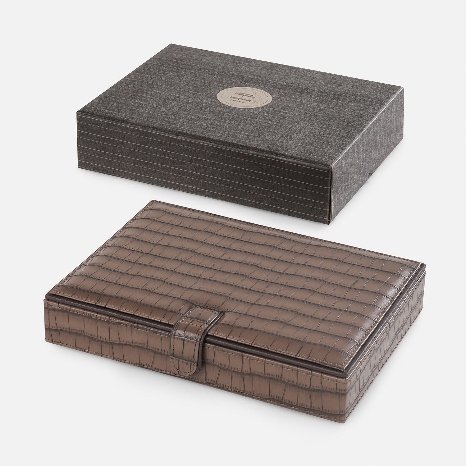 Brown Croco Texture Faux Leather Jewellery Box